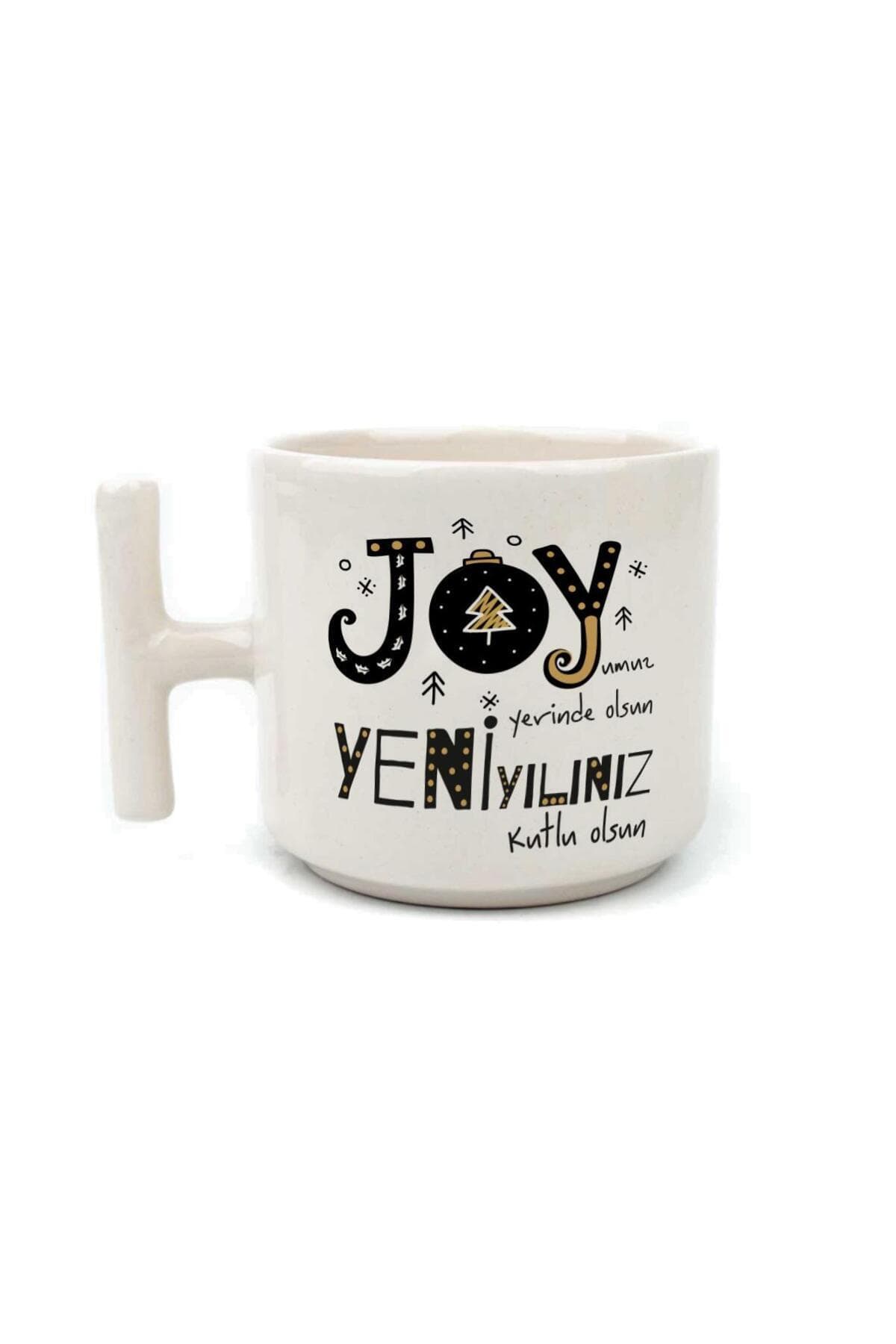 Joyumuz Yerinde Olsun Baskılı Beyaz Kulplu T Yılbaşı Kupası
