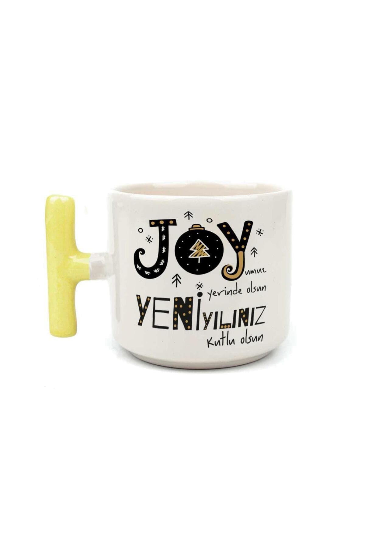 Joyumuz Yerinde Olsun Baskılı Sarı Kulplu T Yılbaşı Kupası