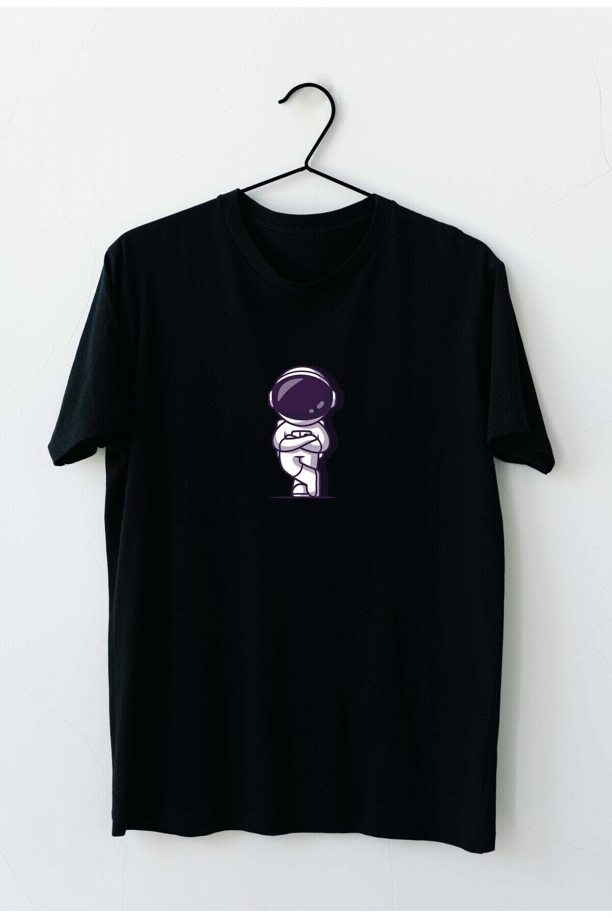 Astronot Pozu Tasarım Baskılı Erkek Tshirt - S