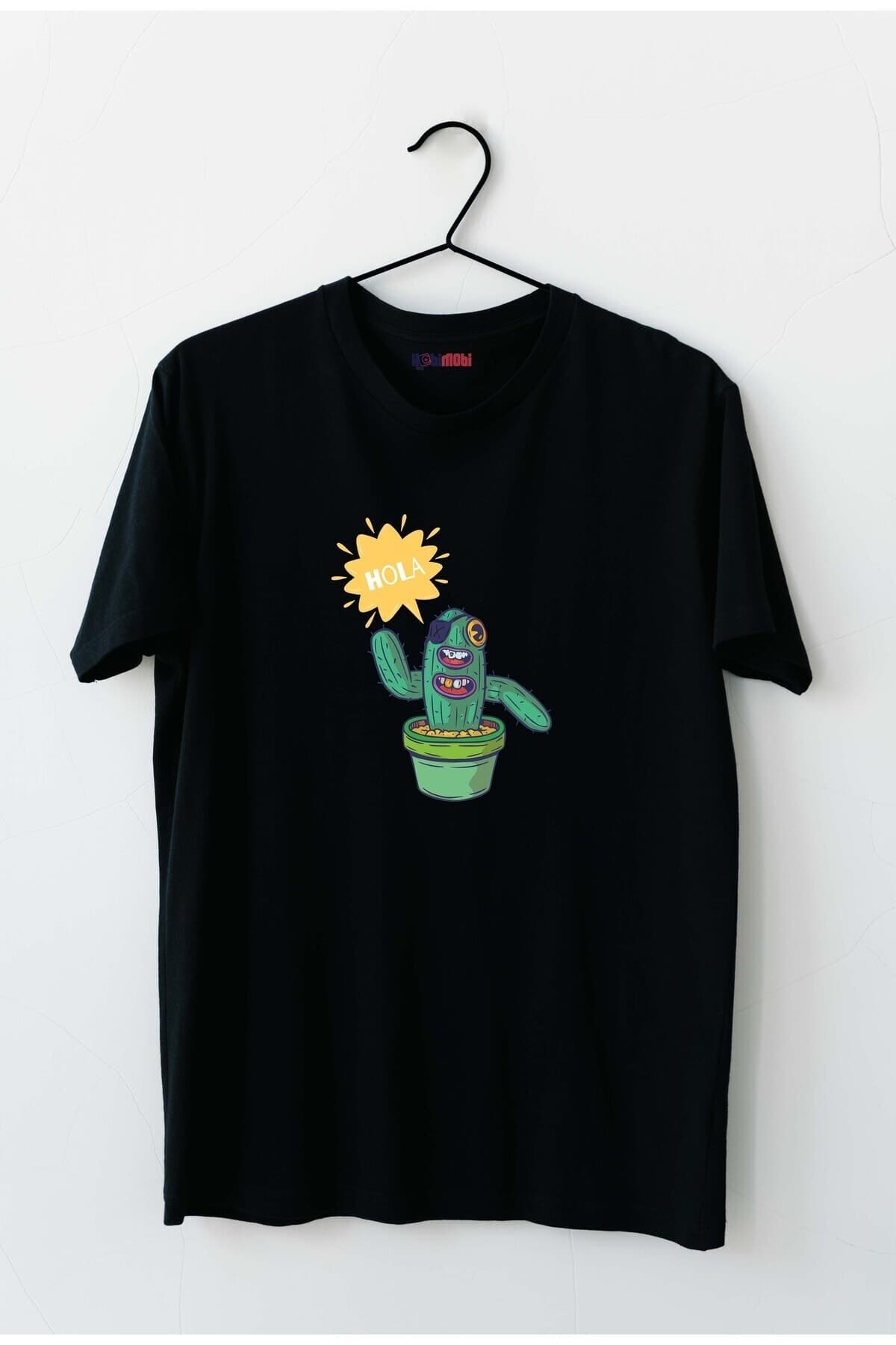 Hola Kaktüs Tasarım Baskılı Kadın Tshirt - L