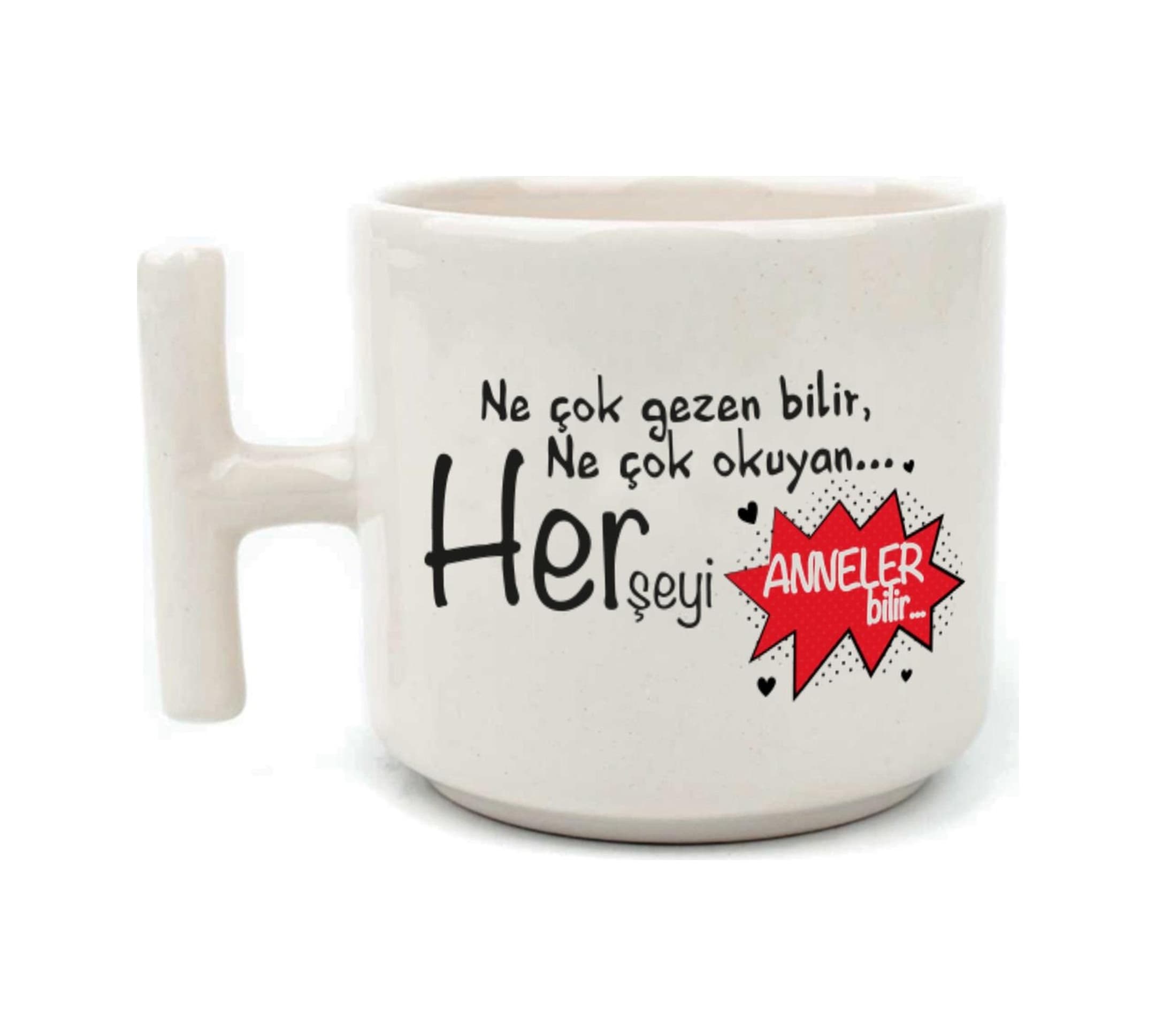 Ne Çok Gezen Bilir Ne Çok Okuyan Baskılı Beyaz Kulplu T Kupa