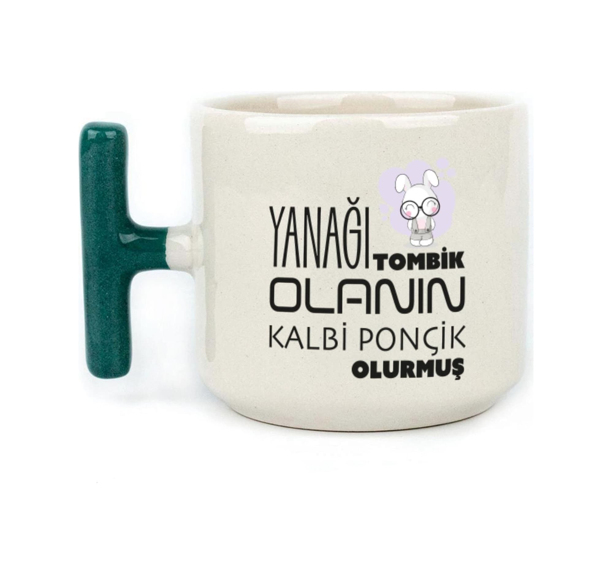 Yanağı Tombik Olanın Baskılı Yeşil Kulplu T Kupa