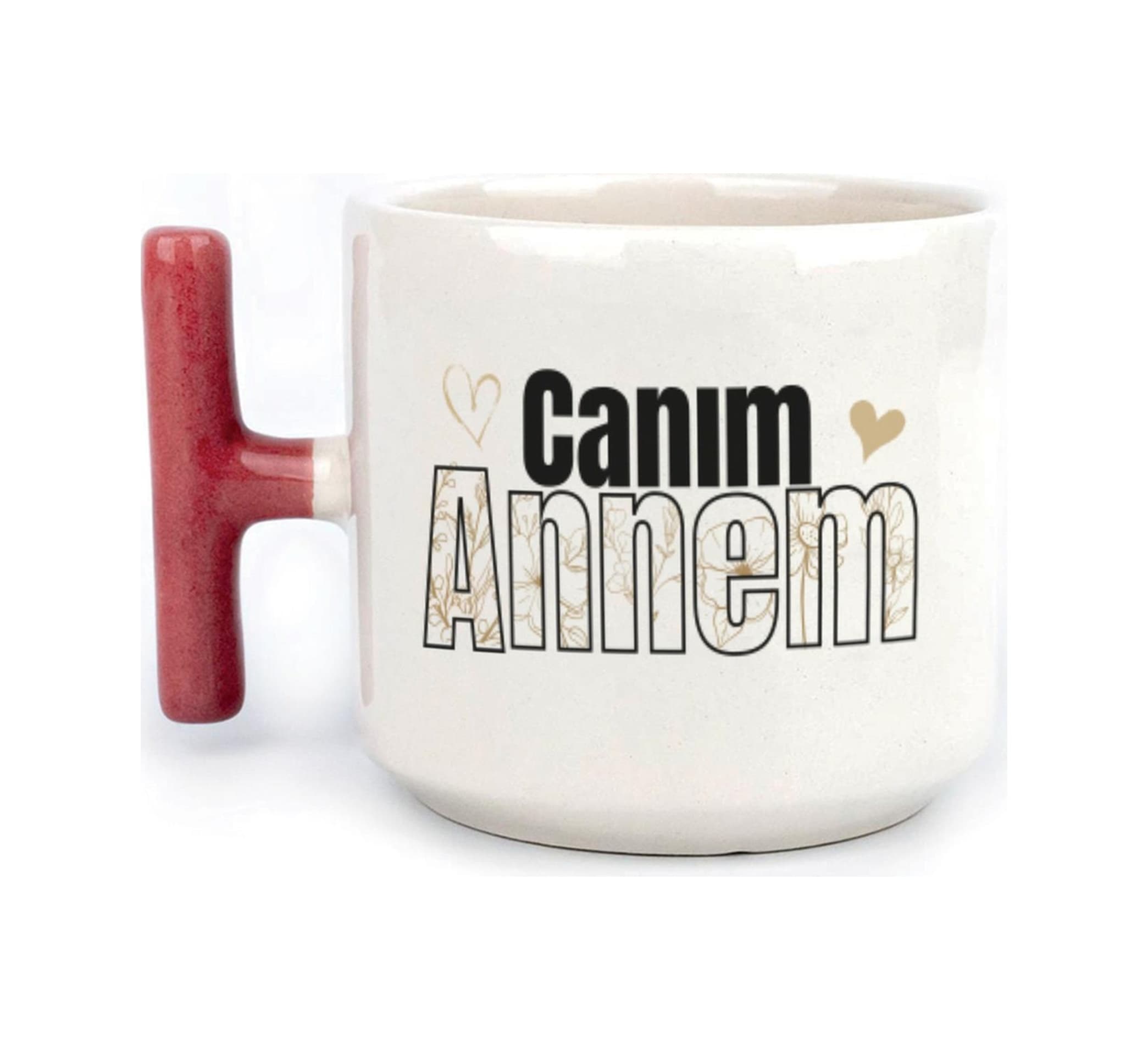 Canım Annem Baskılı Kırmızı Kulplu T Kupa