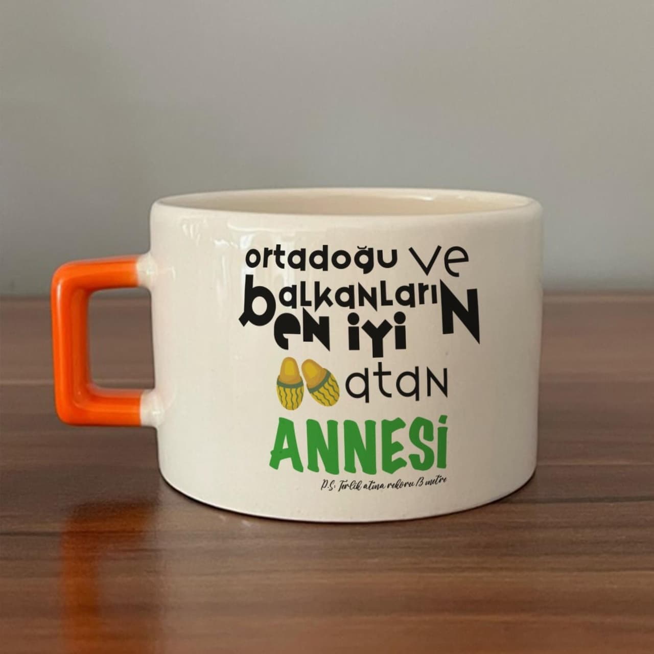 Ortadoğu Ve Balkanları En İyi Baskılı Turuncu Kulplu Kare Espresso Fincanı