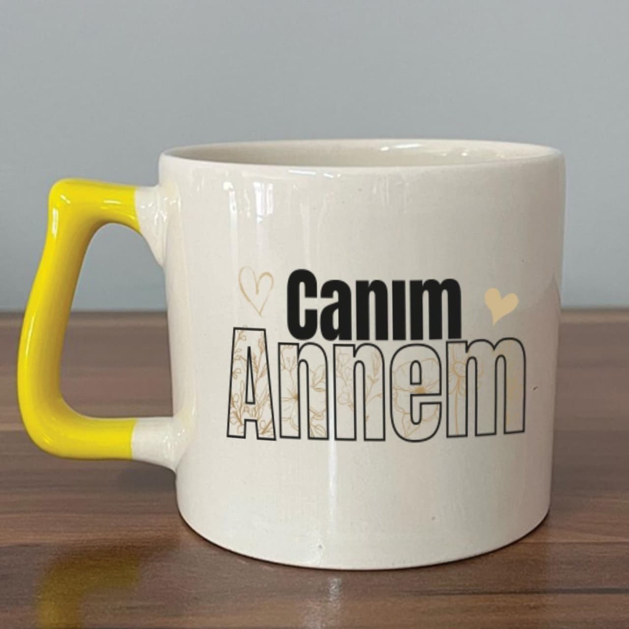 Canım Annem Baskılı Sarı Kulplu Prime Kupa