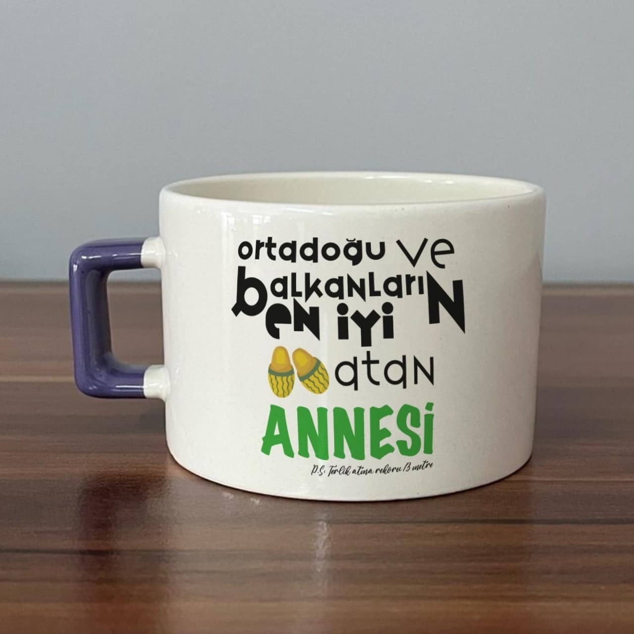 Ortadoğu Ve Balkanları En İyi Baskılı Mor Kulplu Kare Espresso Fincanı