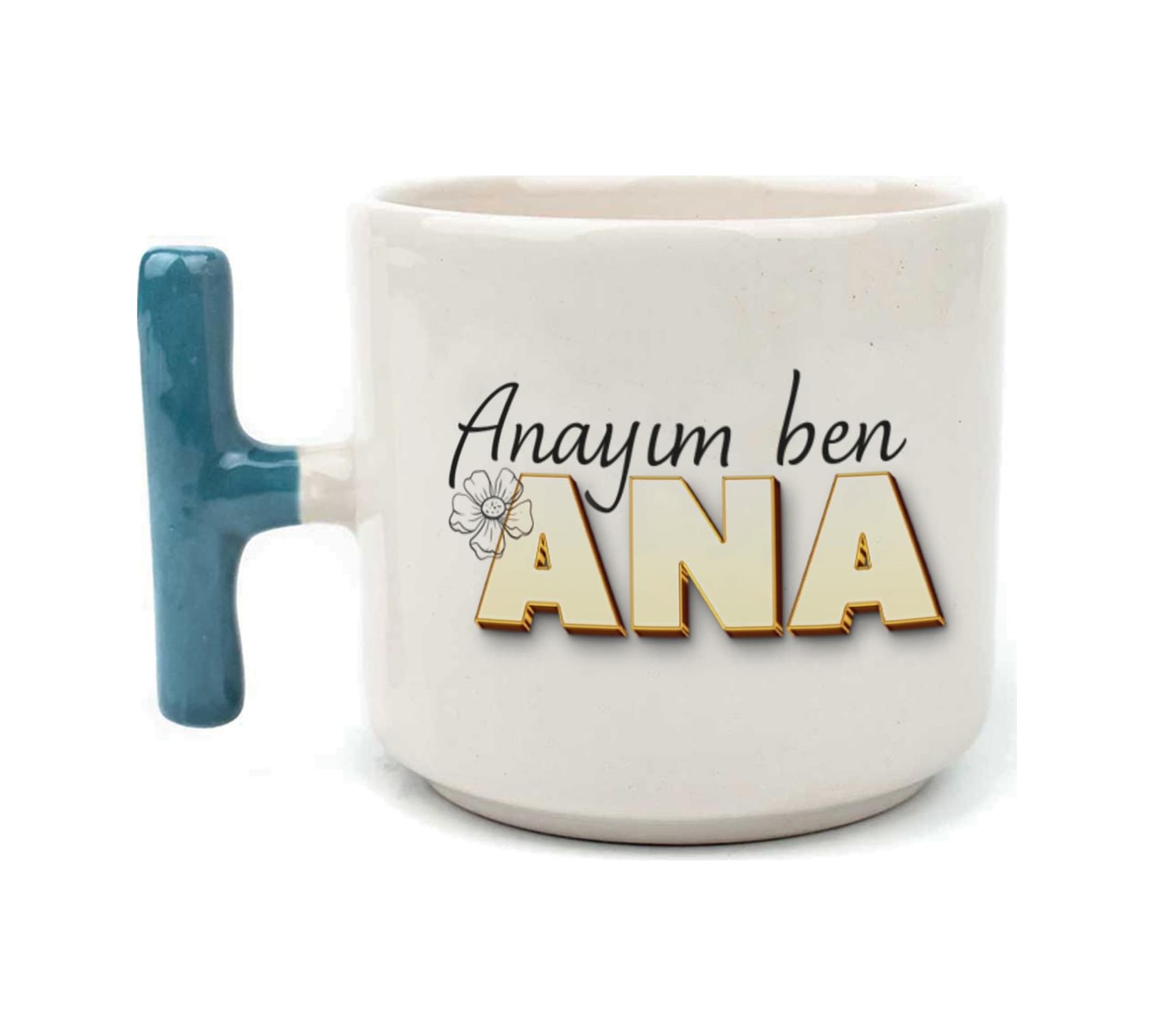 Anayım Ben Ana Baskılı Mavi Kulplu T Kupa