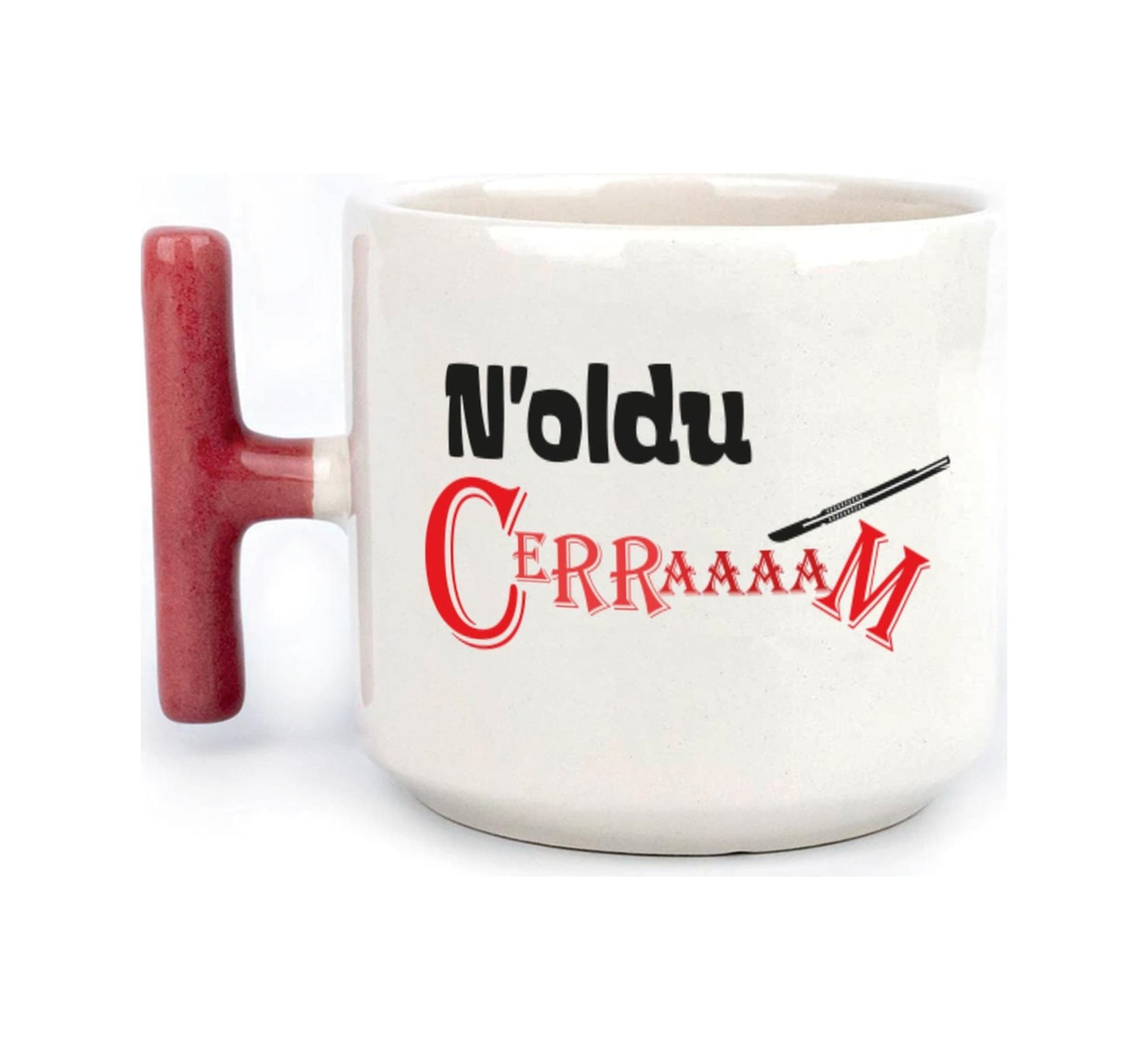 Noldu Cerraaaam Baskılı Kırmızı Kulplu T Kupa