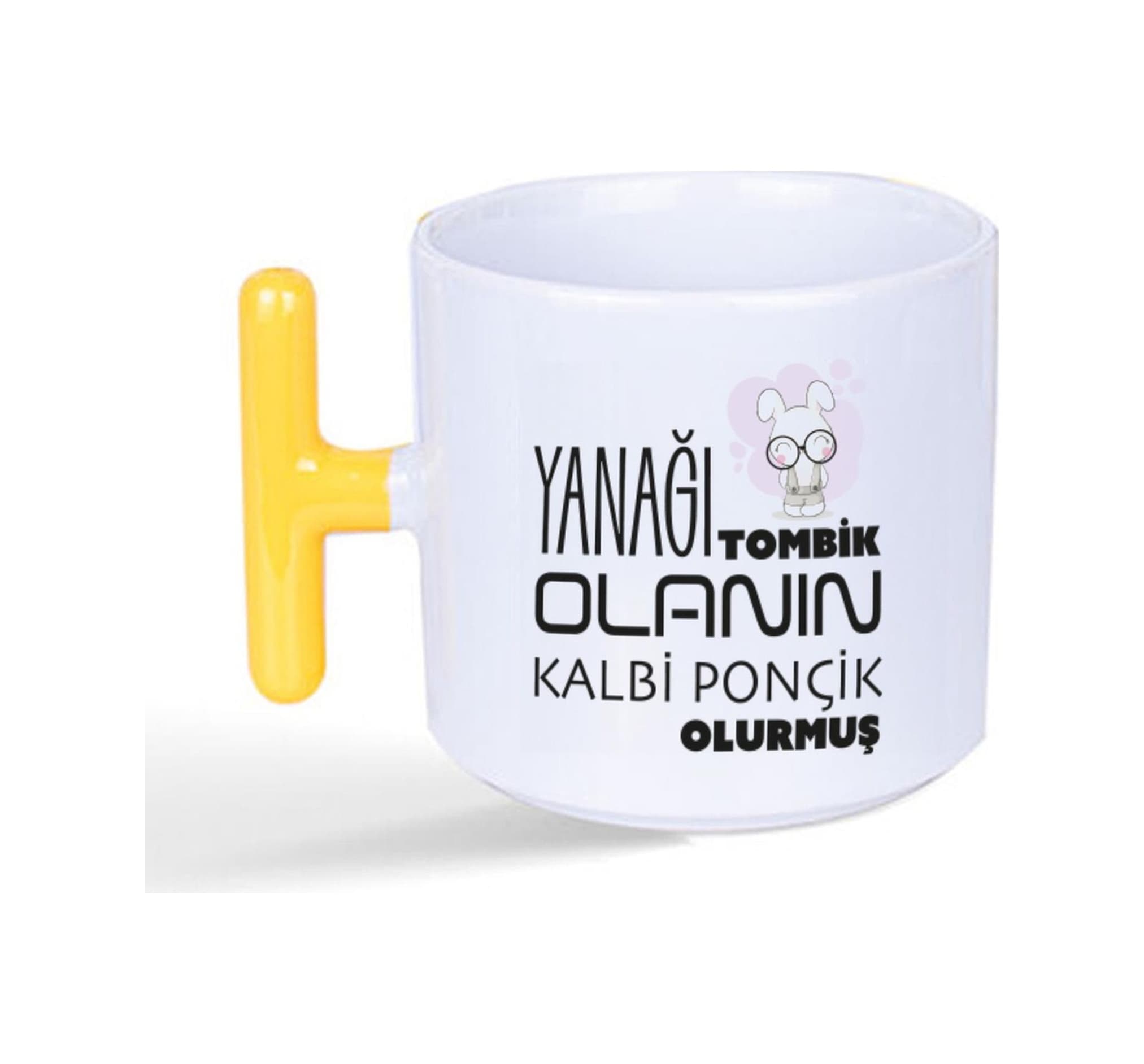 Yanağı Tombik Olanın Baskılı Sarı Kulplu T Kupa
