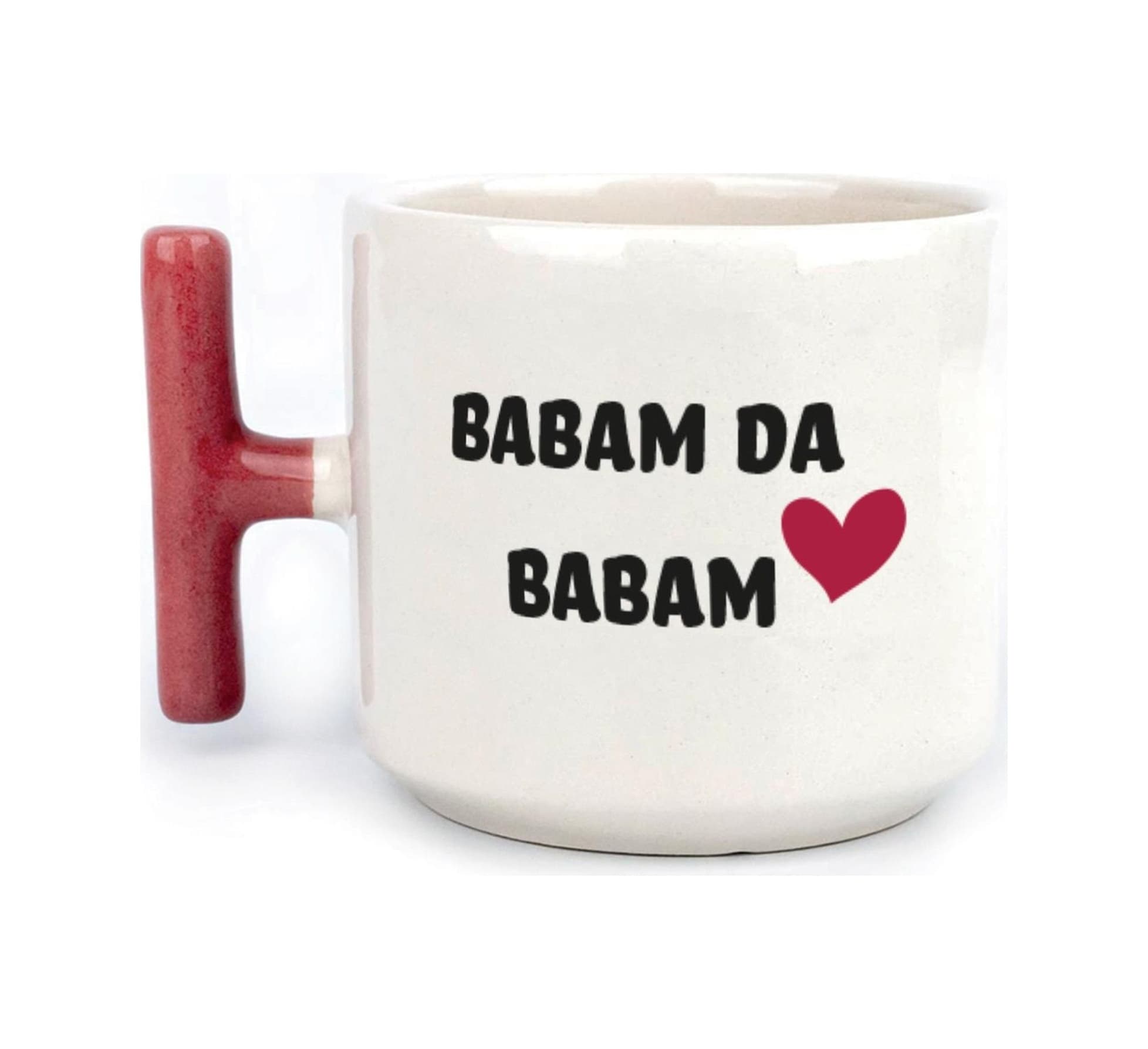 Mor Mürekkep Babam Da Babam Baskılı Kırmızı Kulplu T Kupa