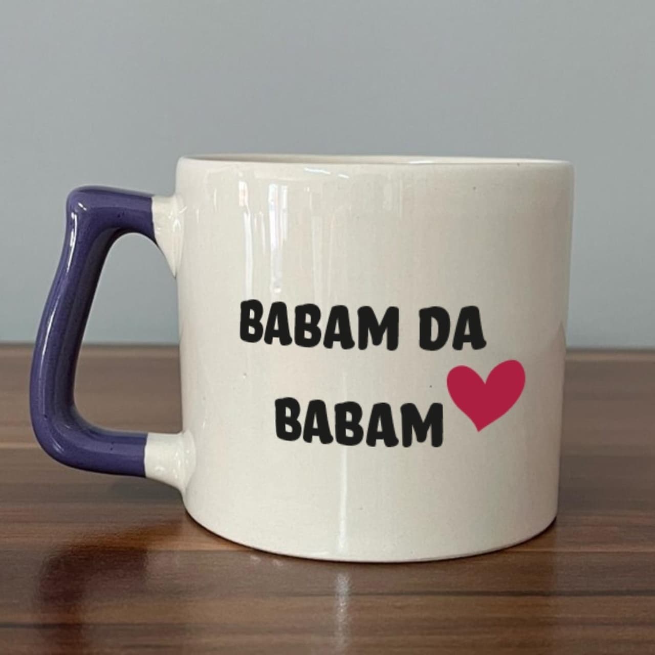 Mor Mürekkep Babam Da Babam Baskılı Mor Kulplu Prime Kupa