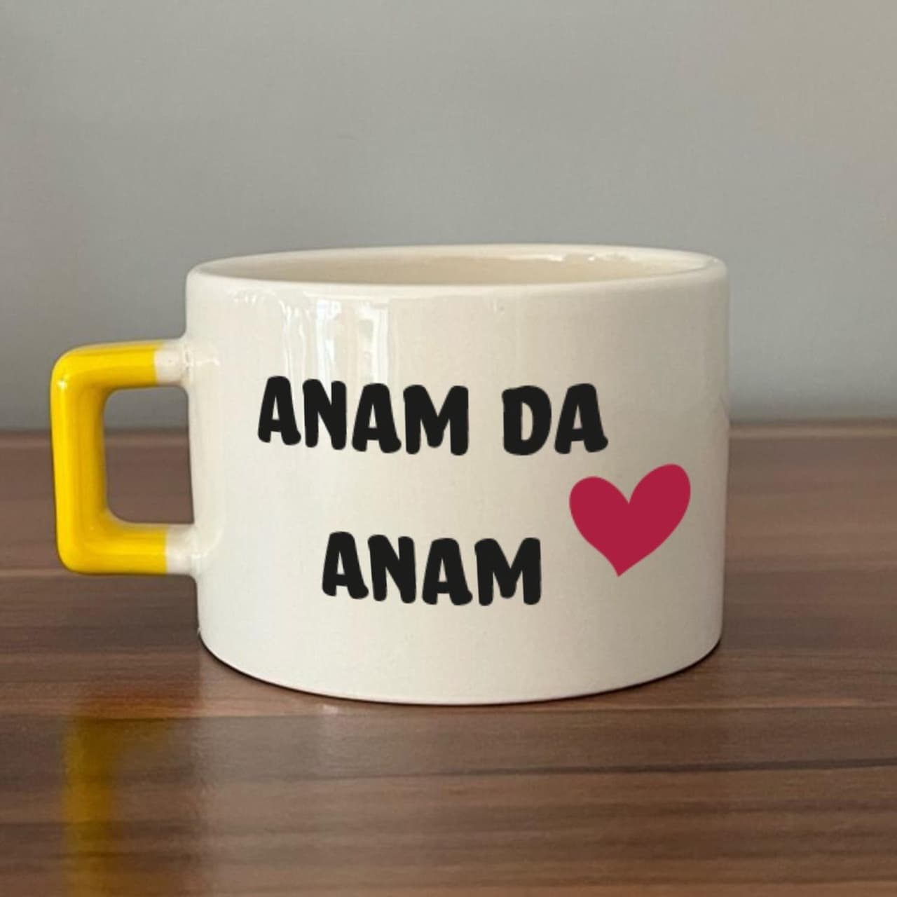 Anam Da Anam Baskılı Kadınlar Günü Sarı Kulplu Kare Espresso Fincanı