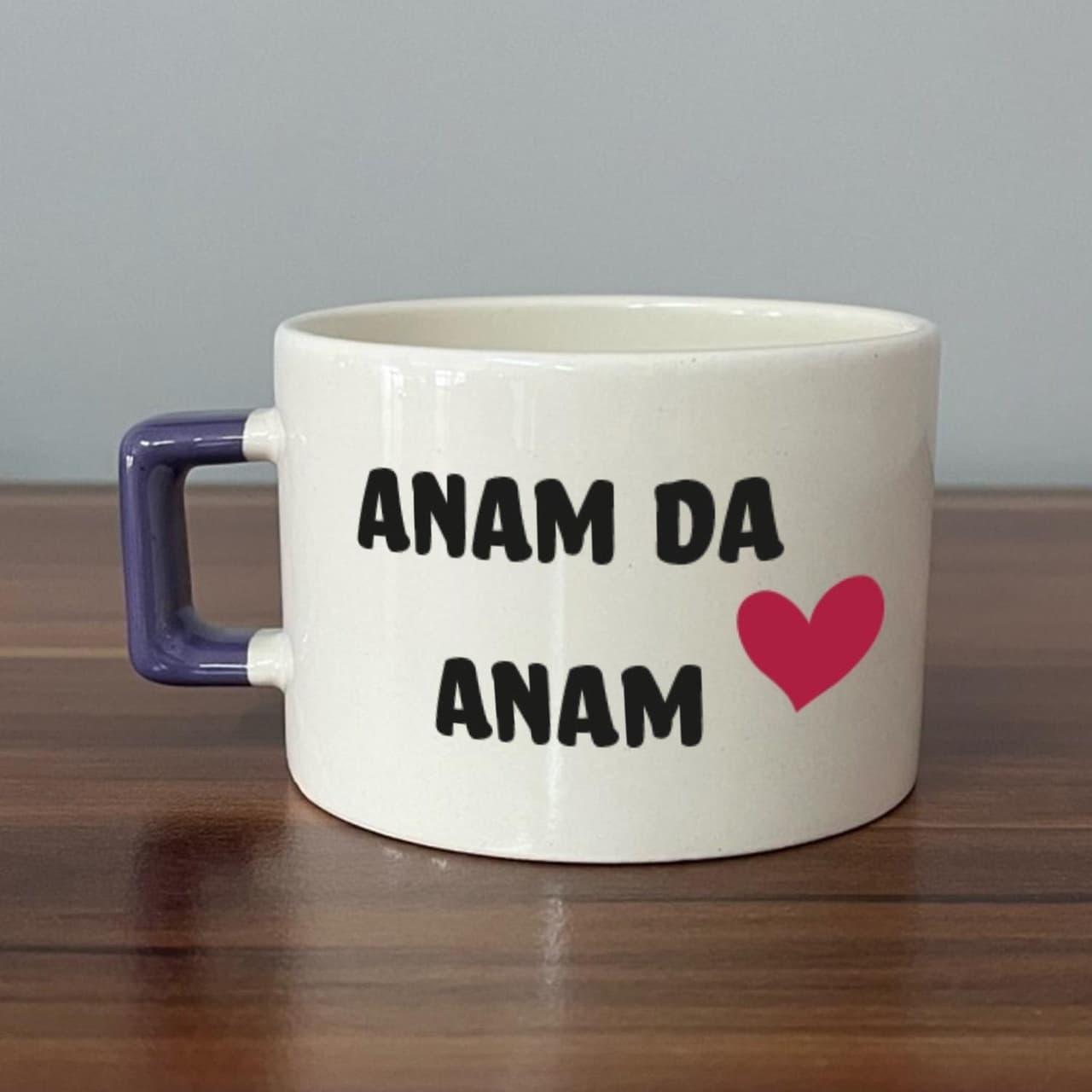 Anam Da Anam Baskılı Kadınlar Günü Mor Kulplu Kare Espresso Fincanı