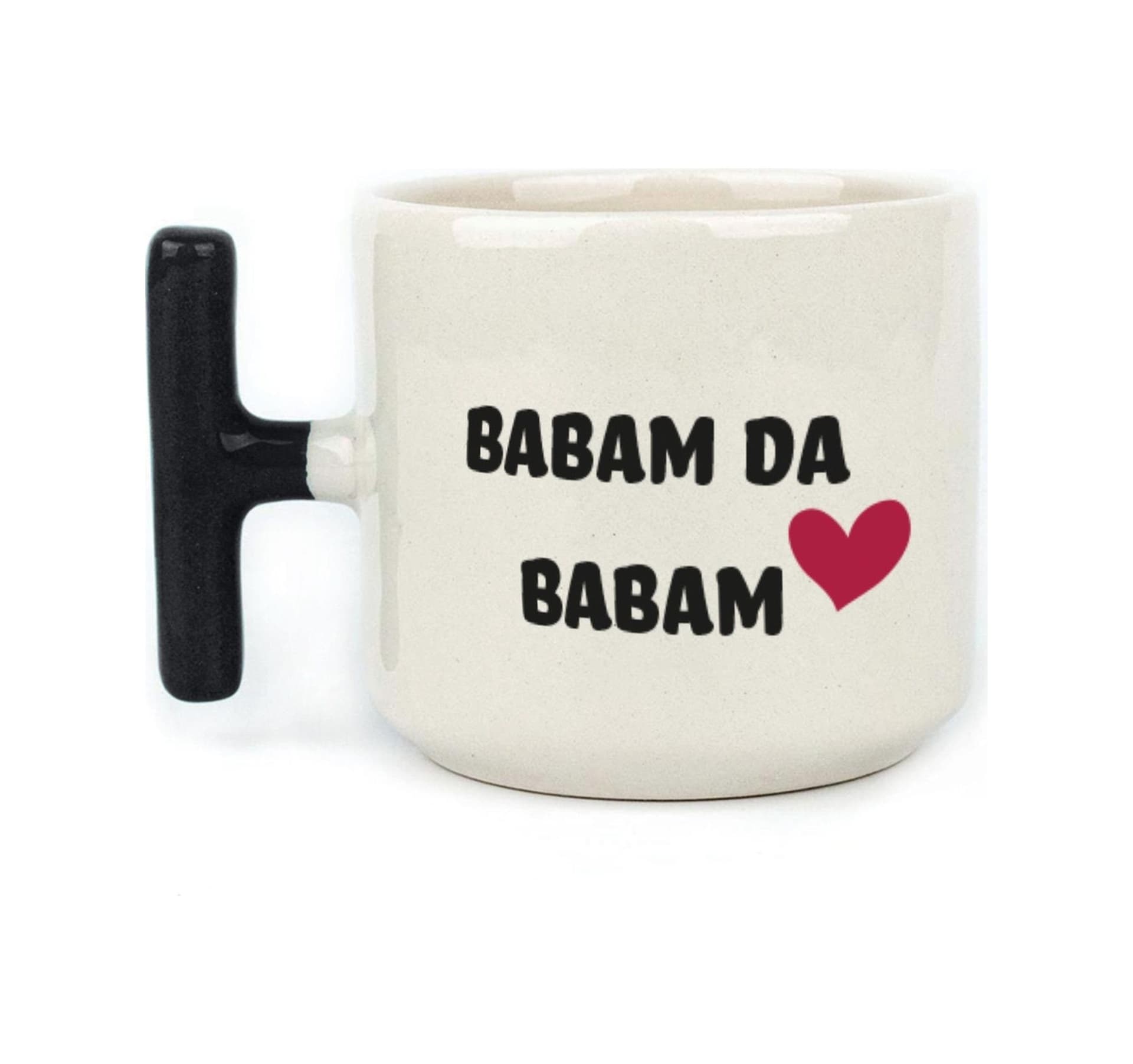 Mor Mürekkep Babam Da Babam Baskılı Siyah Kulplu T Kupa