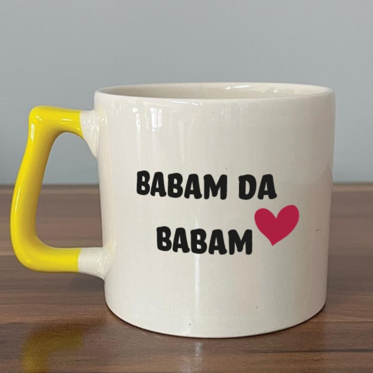Mor Mürekkep Babam Da Babam Baskılı Sarı Kulplu Prime Kupa