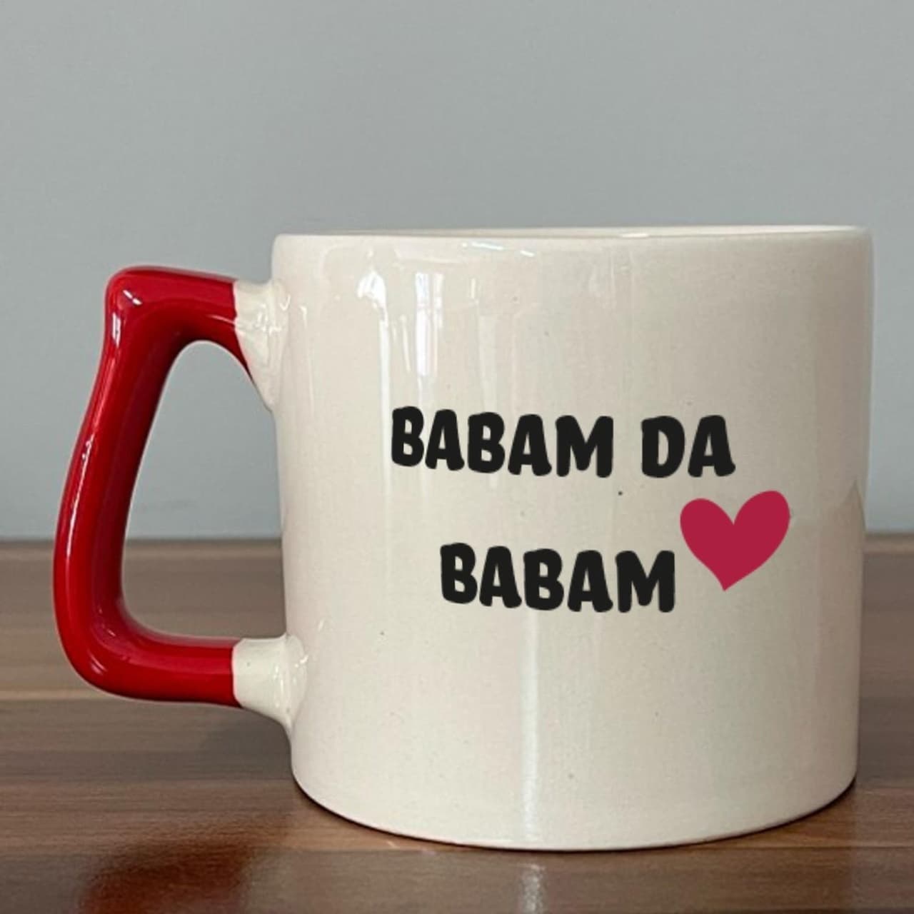 Mor Mürekkep Babam Da Babam Baskılı Kırmızı Kulplu Prime Kupa