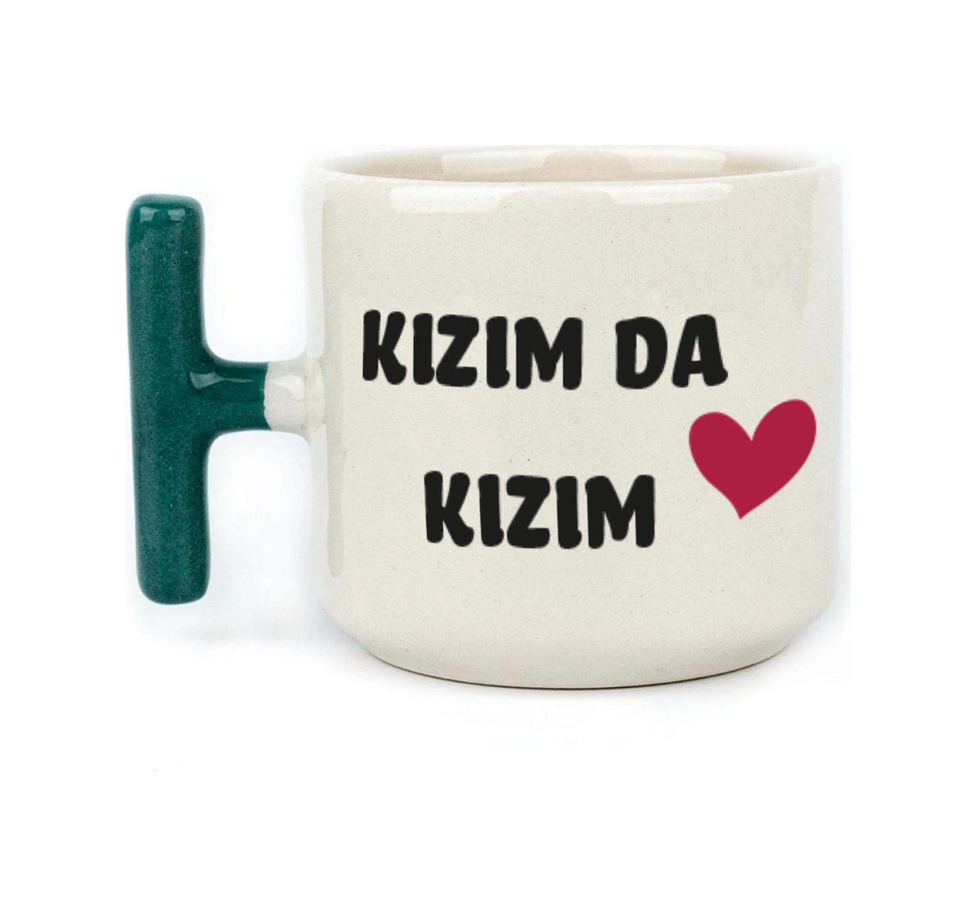 Kızım Da Kızım Baskılı Kadınlar Günü Yeşil Kulplu T Kupa