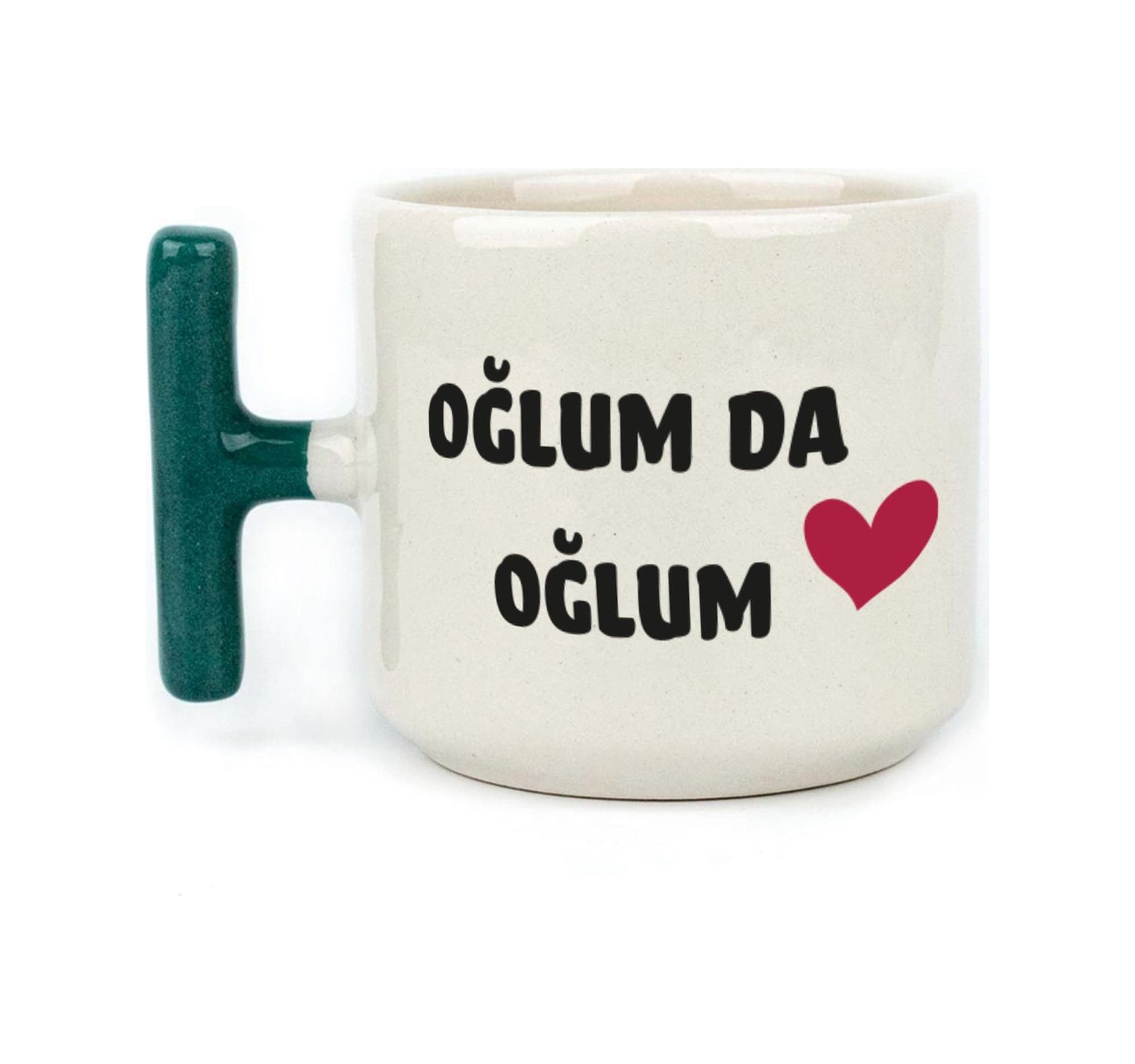 Oğlum Da Oğlum Baskılı Yeşil Kulplu T Kupa