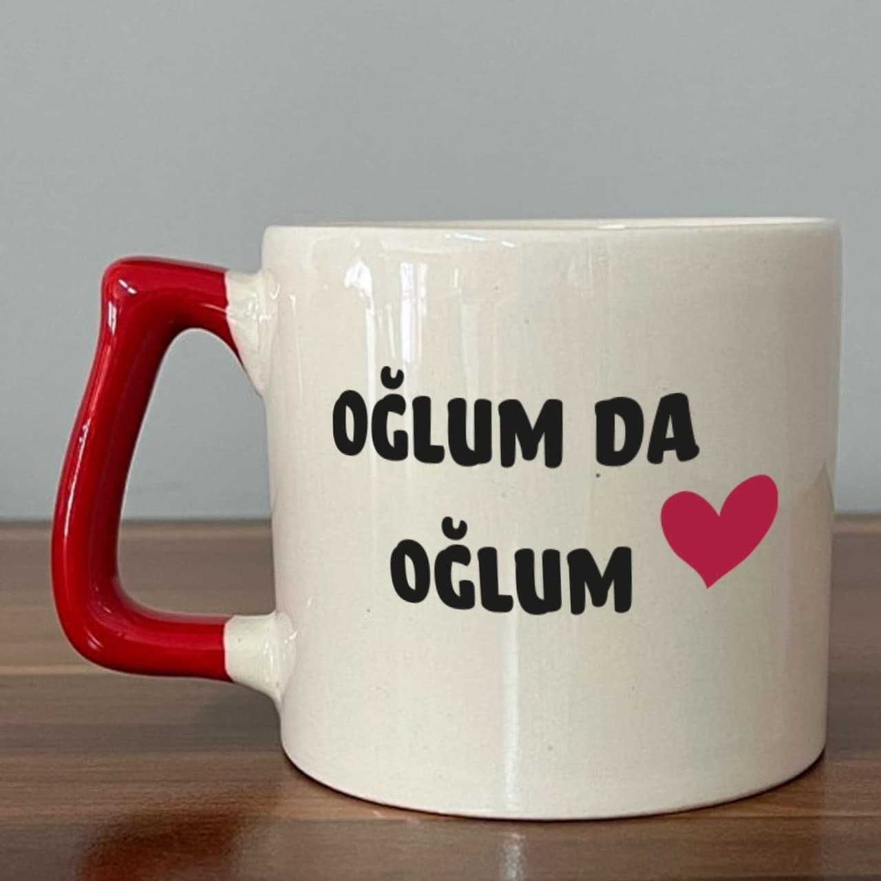 Oğlum Da Oğlum Baskılı Kırmızı Kulplu Prime Kupa