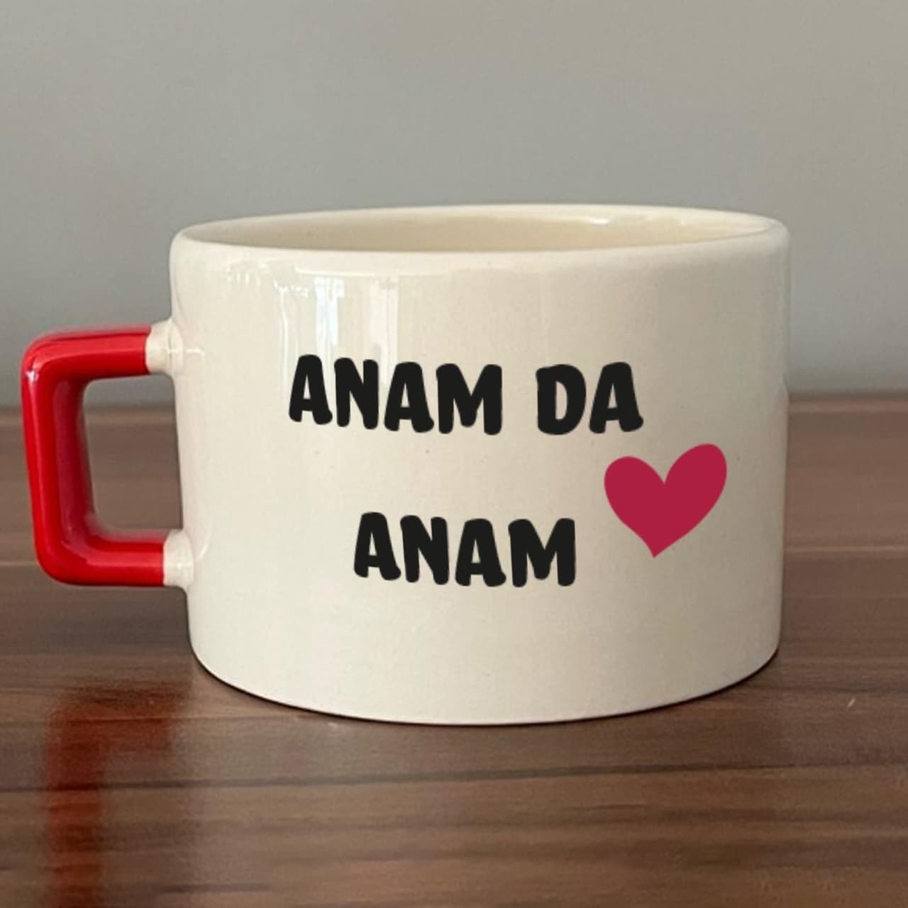 Anam Da Anam Baskılı Kadınlar Günü Kırmızı Kulplu Kare Espresso Fincanı