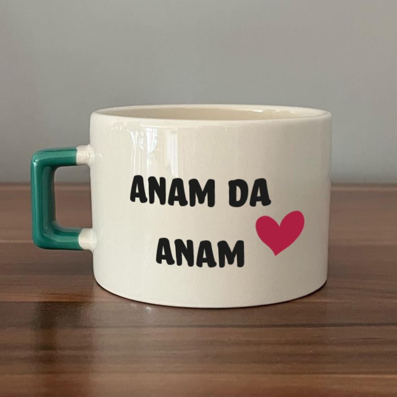 Anam Da Anam Baskılı Kadınlar Günü Yeşil Kulplu Kare Espresso Fincanı