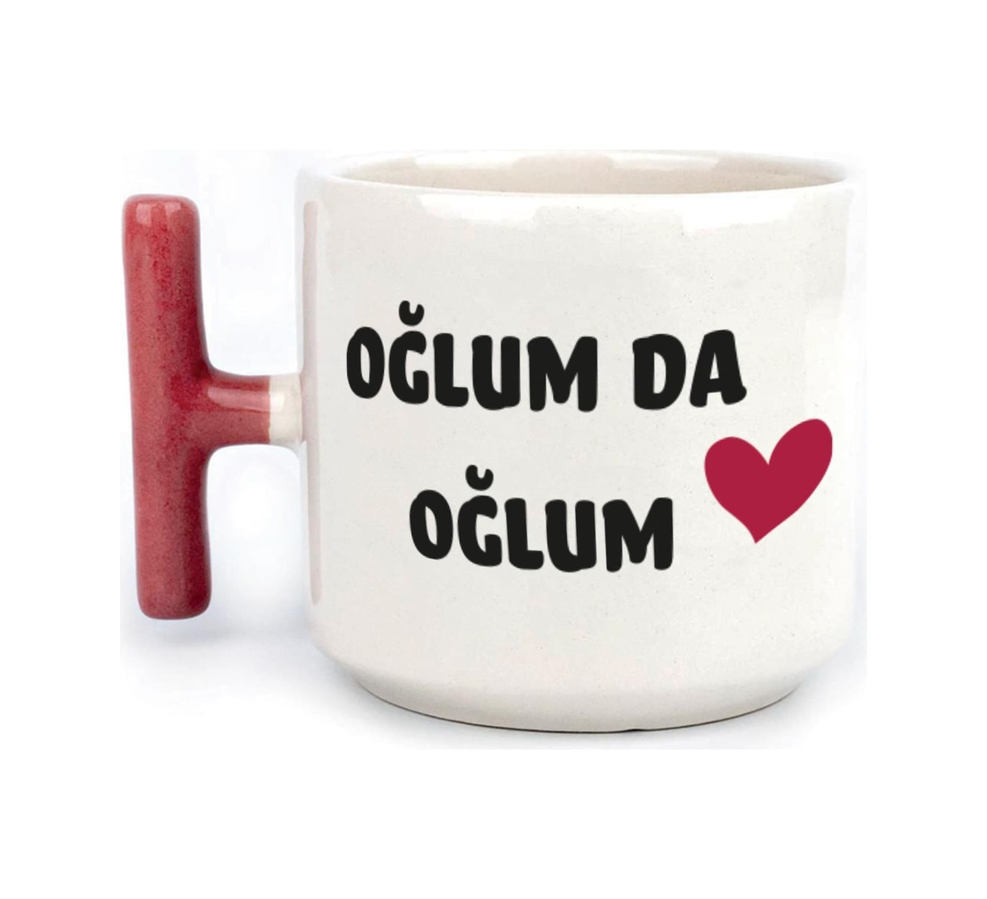 Oğlum Da Oğlum Baskılı Kırmızı Kulplu T Kupa
