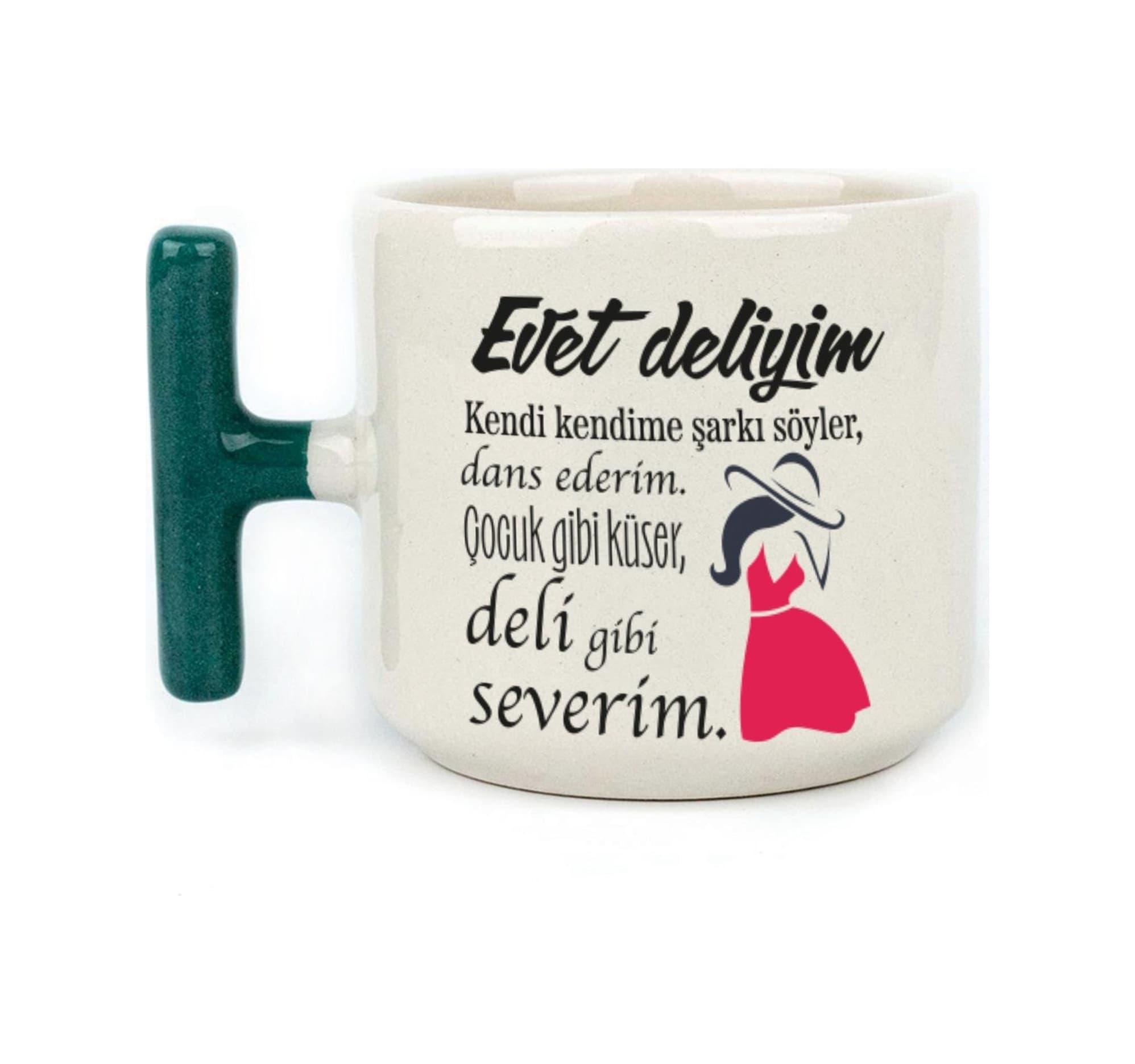 Evet Deliyim Baskılı Kadınlar Günü Yeşil Kulplu T Kupa