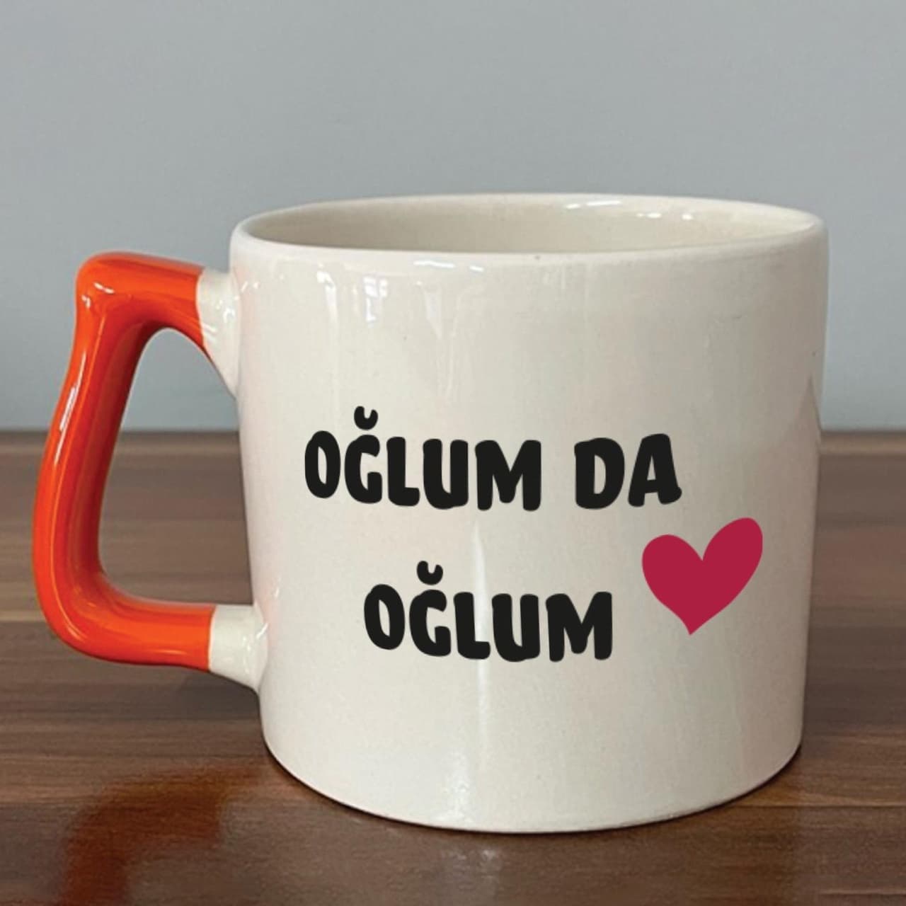 Oğlum Da Oğlum Baskılı Turuncu Kulplu Prime Kupa