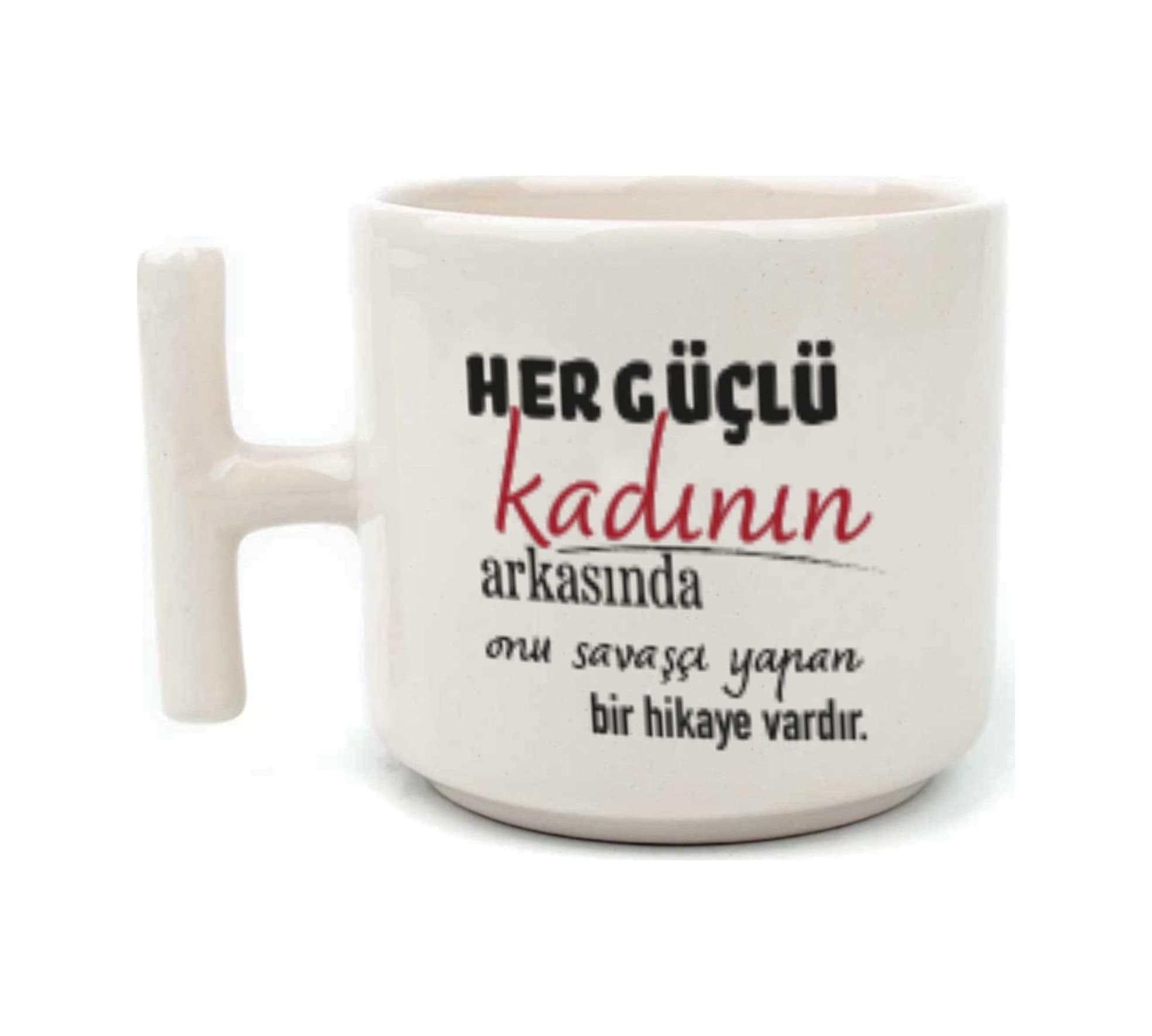 Her Güçlü Kadının Arkasında Baskılı Kadınlar Günü Beyaz Kulplu T Kupa