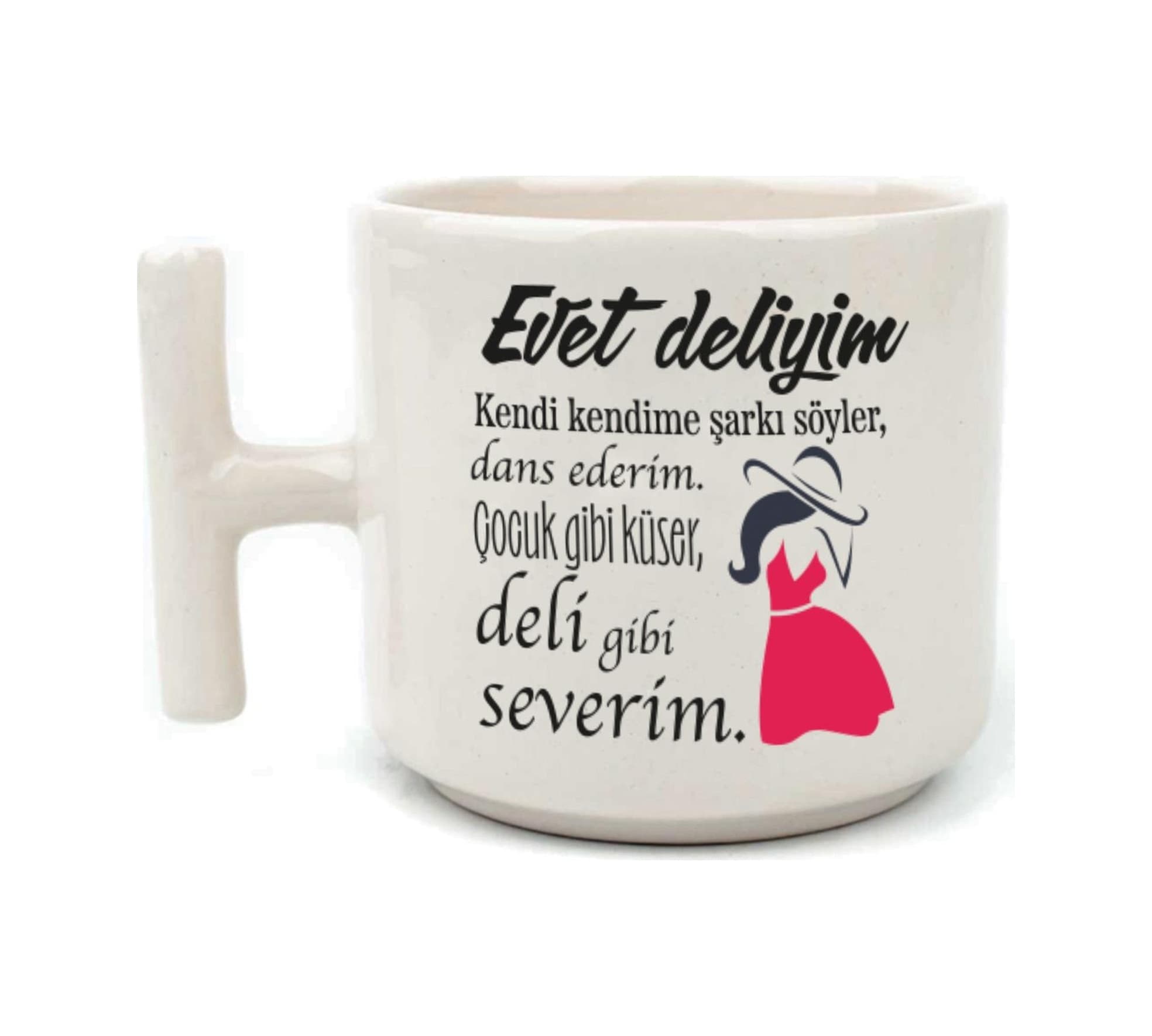Evet Deliyim Baskılı Kadınlar Günü Beyaz Kulplu T Kupa