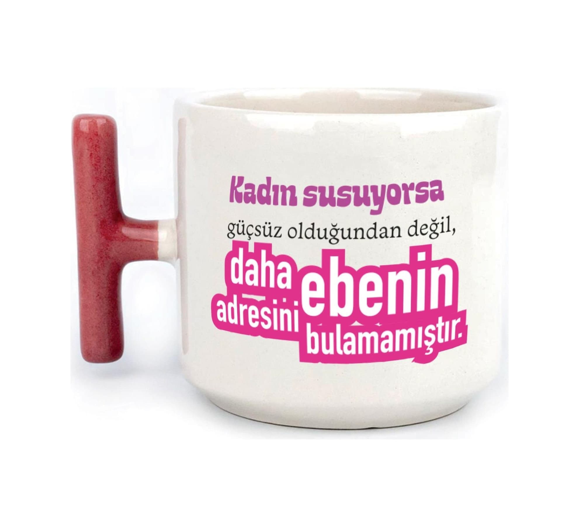 Kadın Susuyorsa Baskılı Kadınlar Günü Kırmızı Kulplu T Kupa