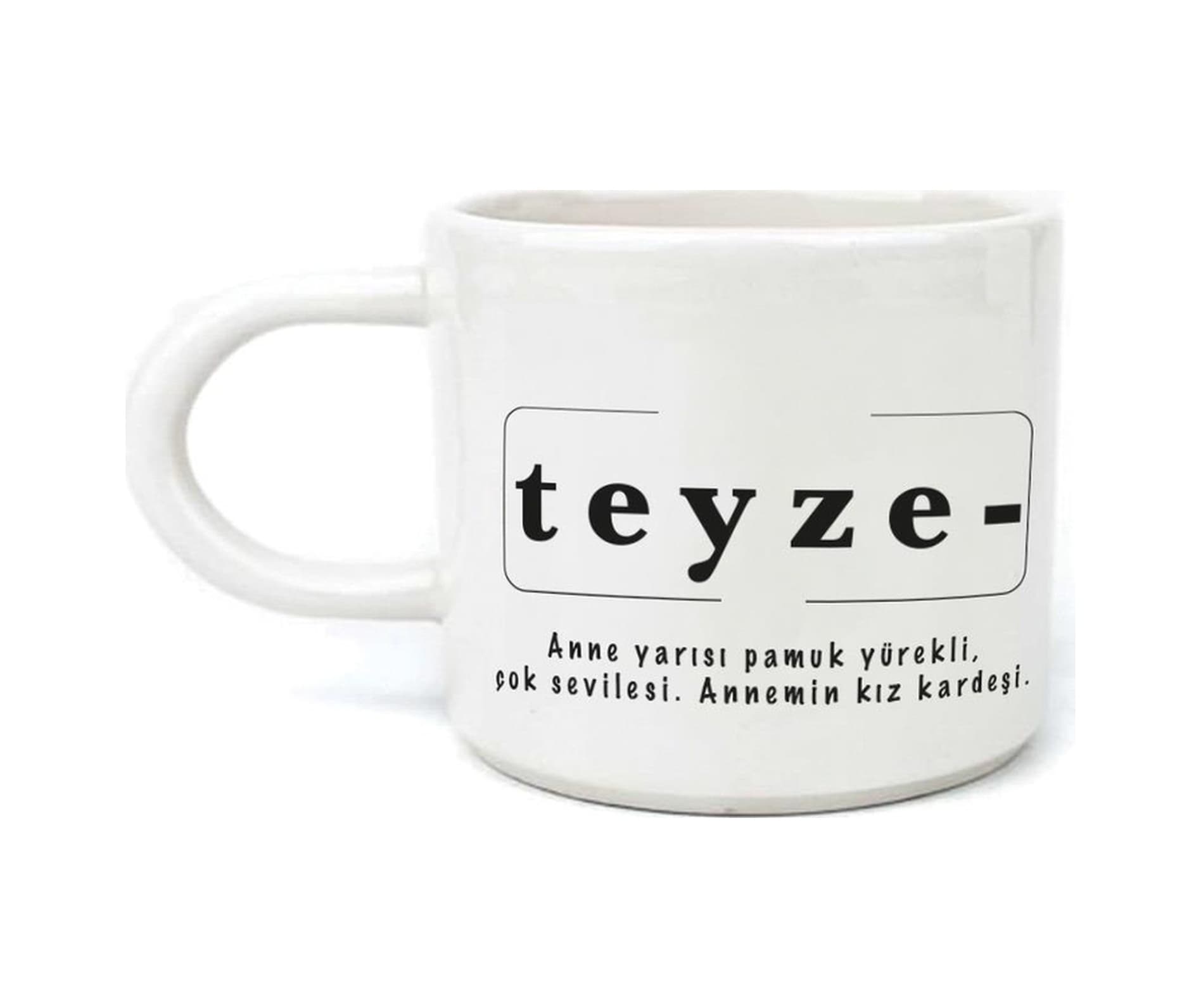 Teyze Baskılı Beyaz Kulplu U Kupa