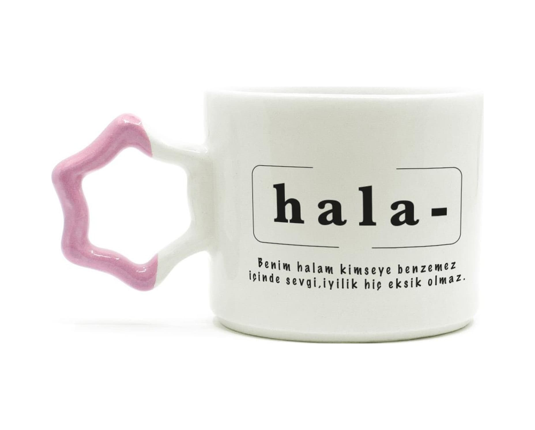 Hala Baskılı Pembe Kulplu Yıldız Kupa