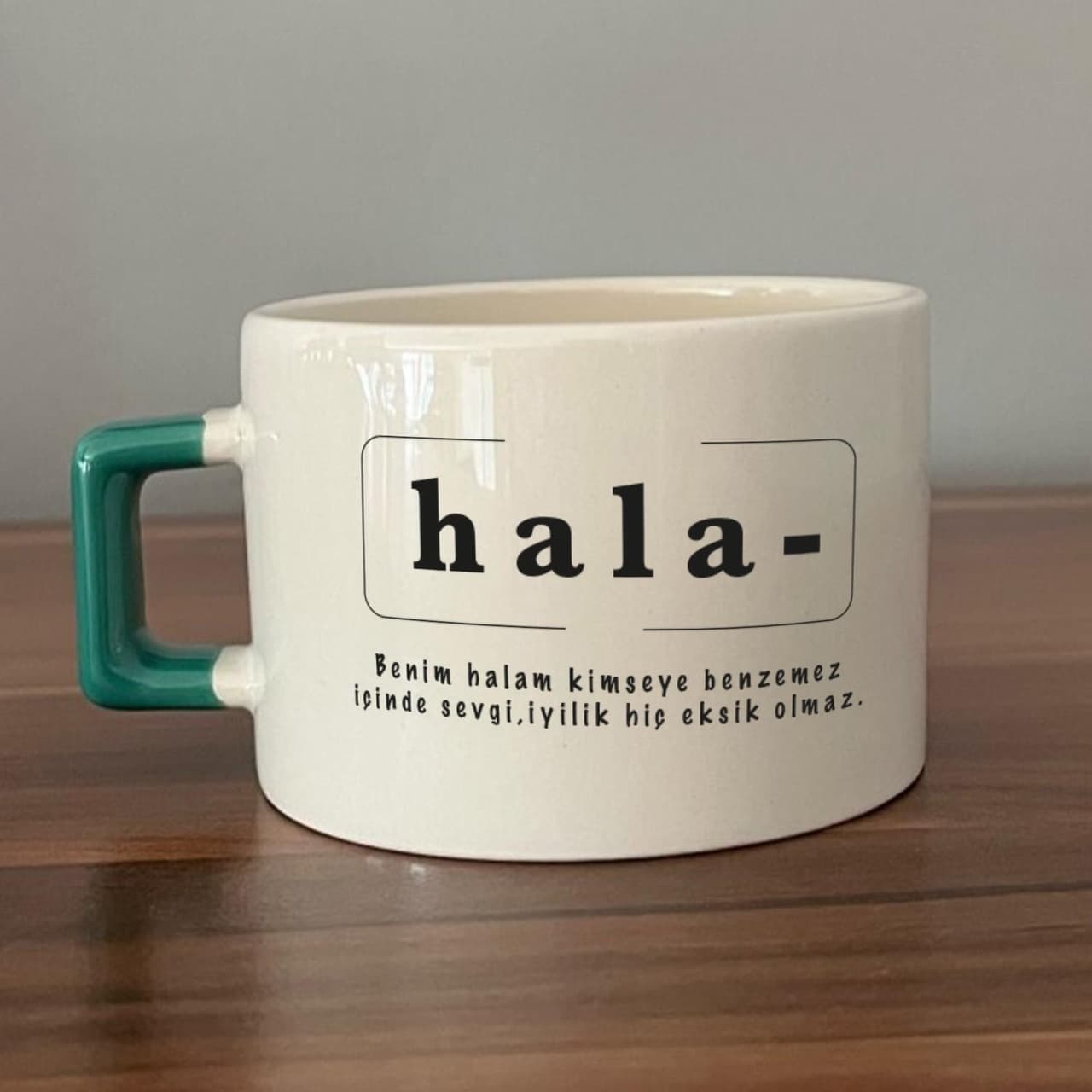 Hala Baskılı Yeşil Kulplu Kare Espresso Fincanı