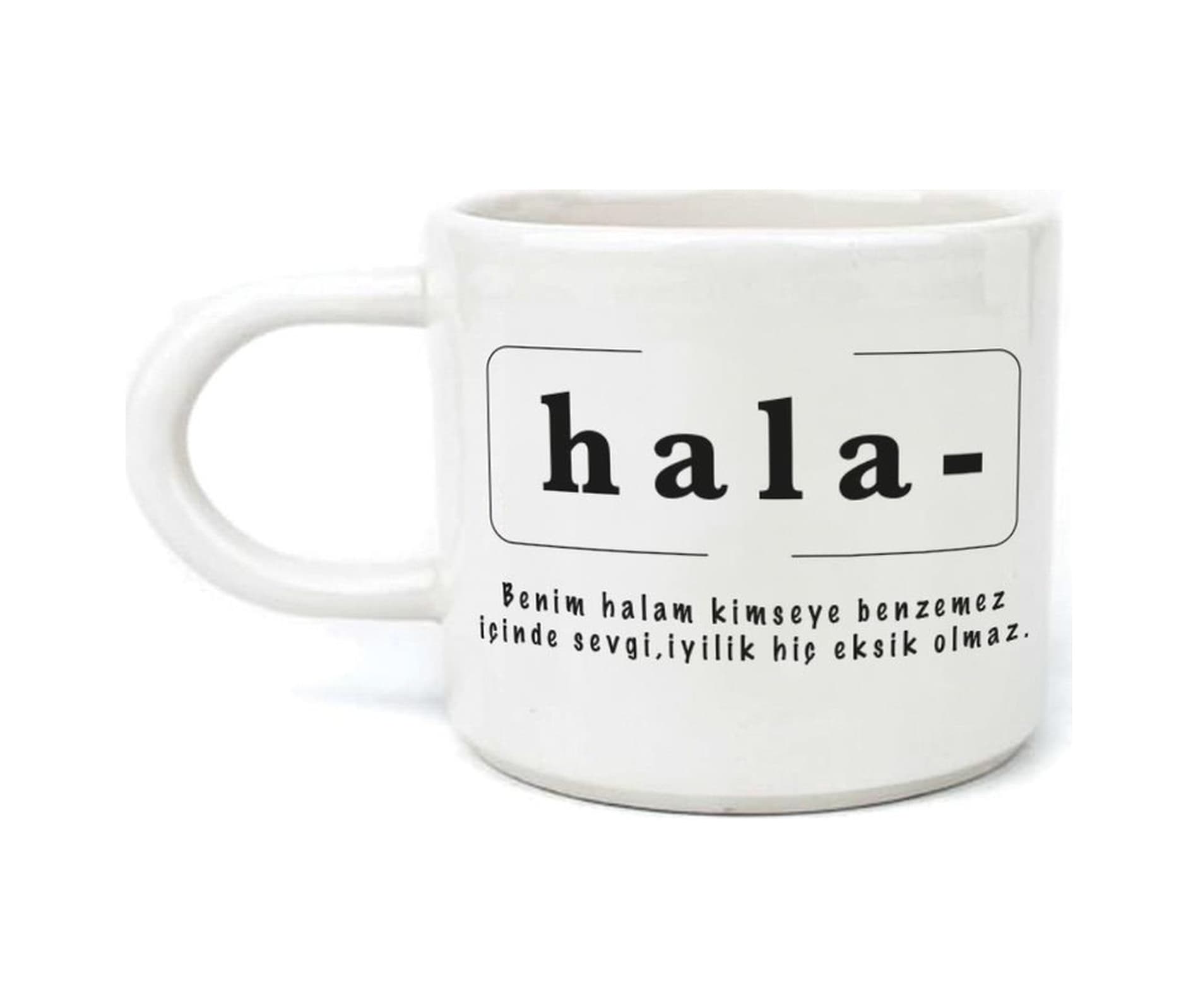 Hala Baskılı Beyaz Kulplu U Kupa