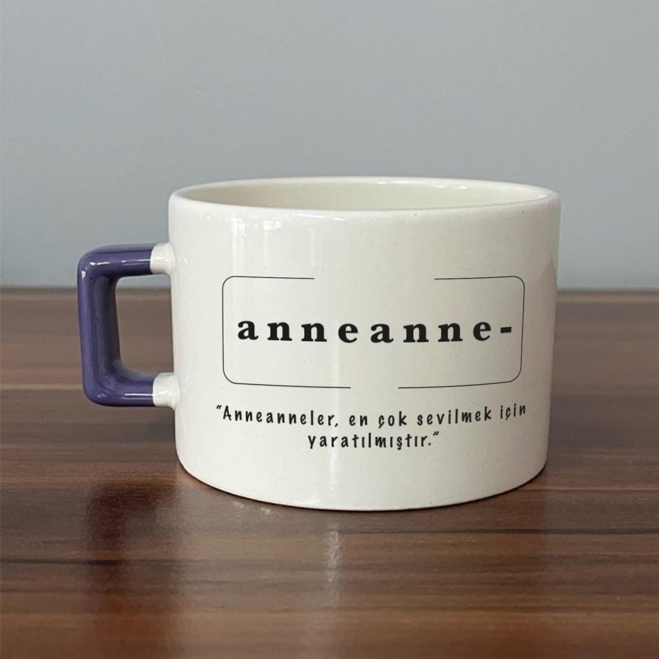 Anneanne Baskılı Mor Kulplu Kare Espresso Fincanı