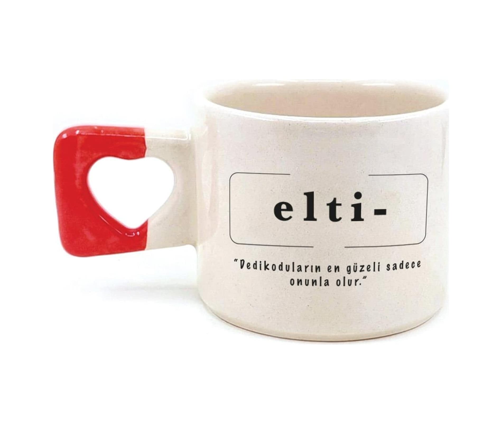 Elti Baskılı Kırmızı Kulplu Kalp Kupa