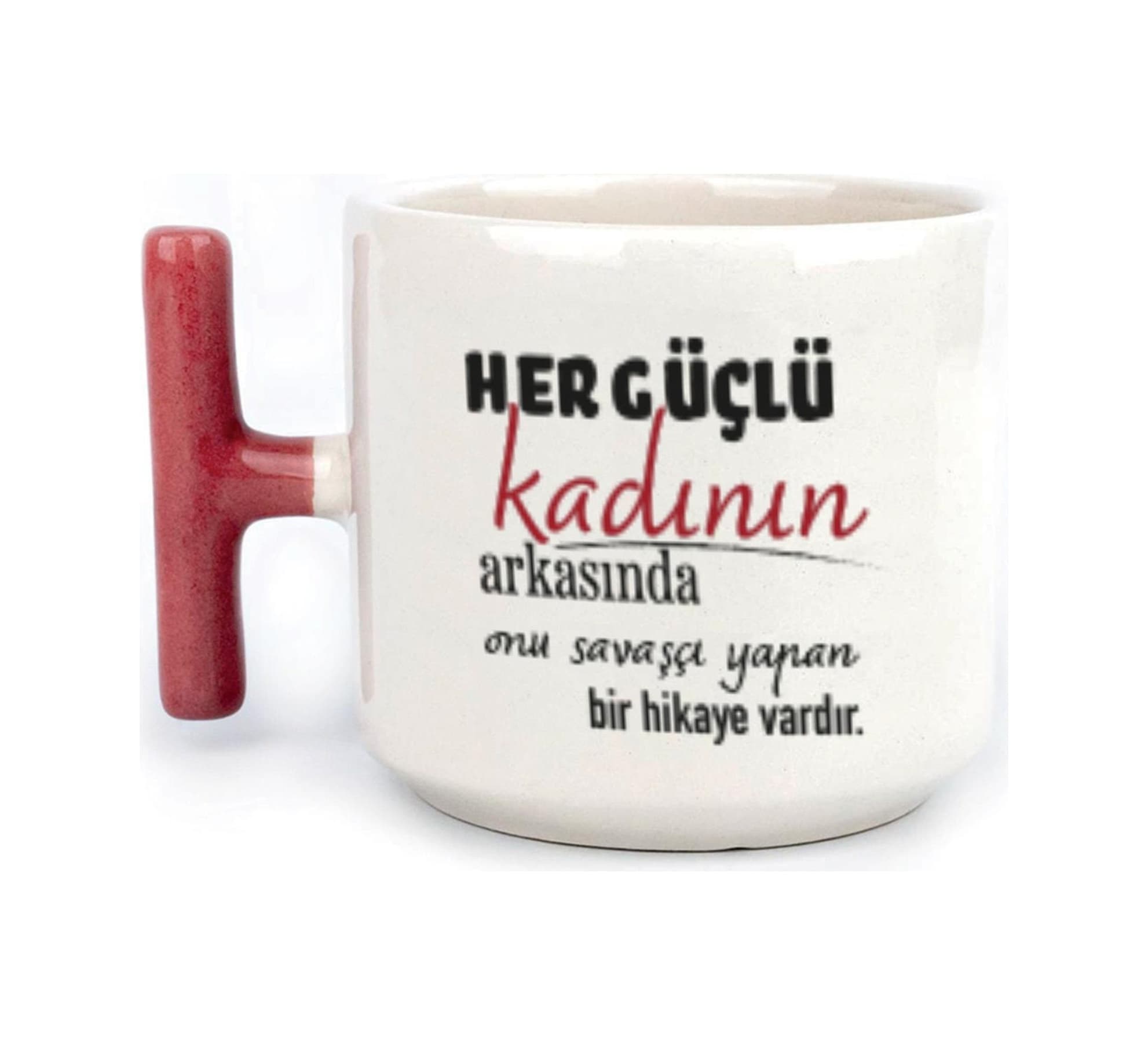 Her Güçlü Kadının Arkasında Baskılı Kadınlar Günü Kırmızı Kulplu T Kupa