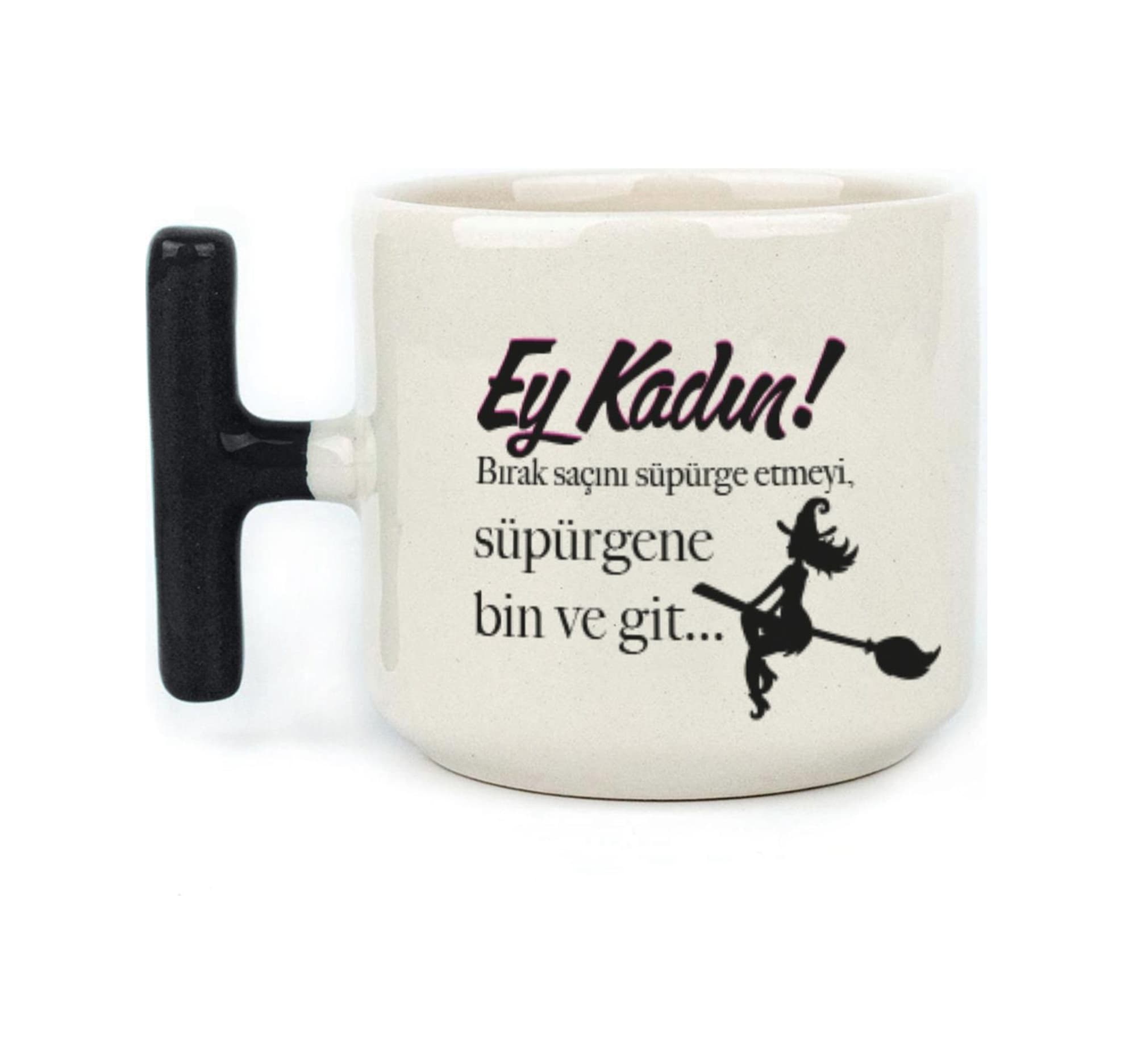 Ey Kadın Baskılı Kadınlar Günü Siyah Kulplu T Kupa