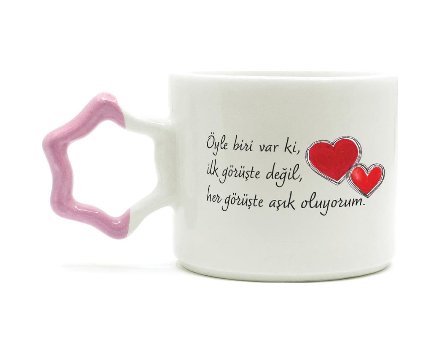 Öyle Biri Var Ki Baskılı Pembe Kulplu Yıldız Kupa