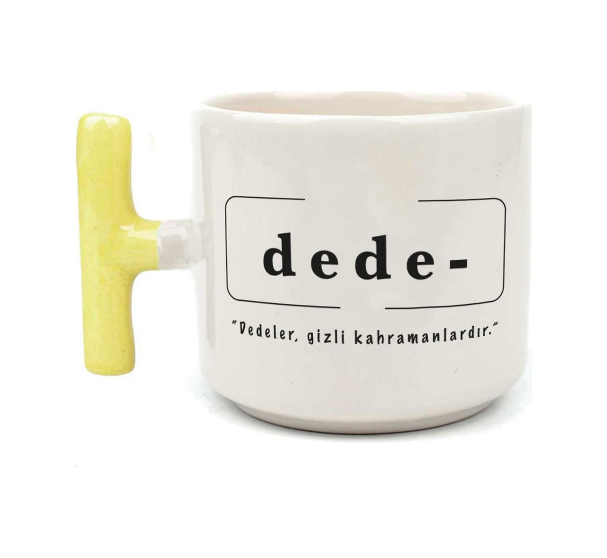 Dede Baskılı Sarı Kulplu T Kupa