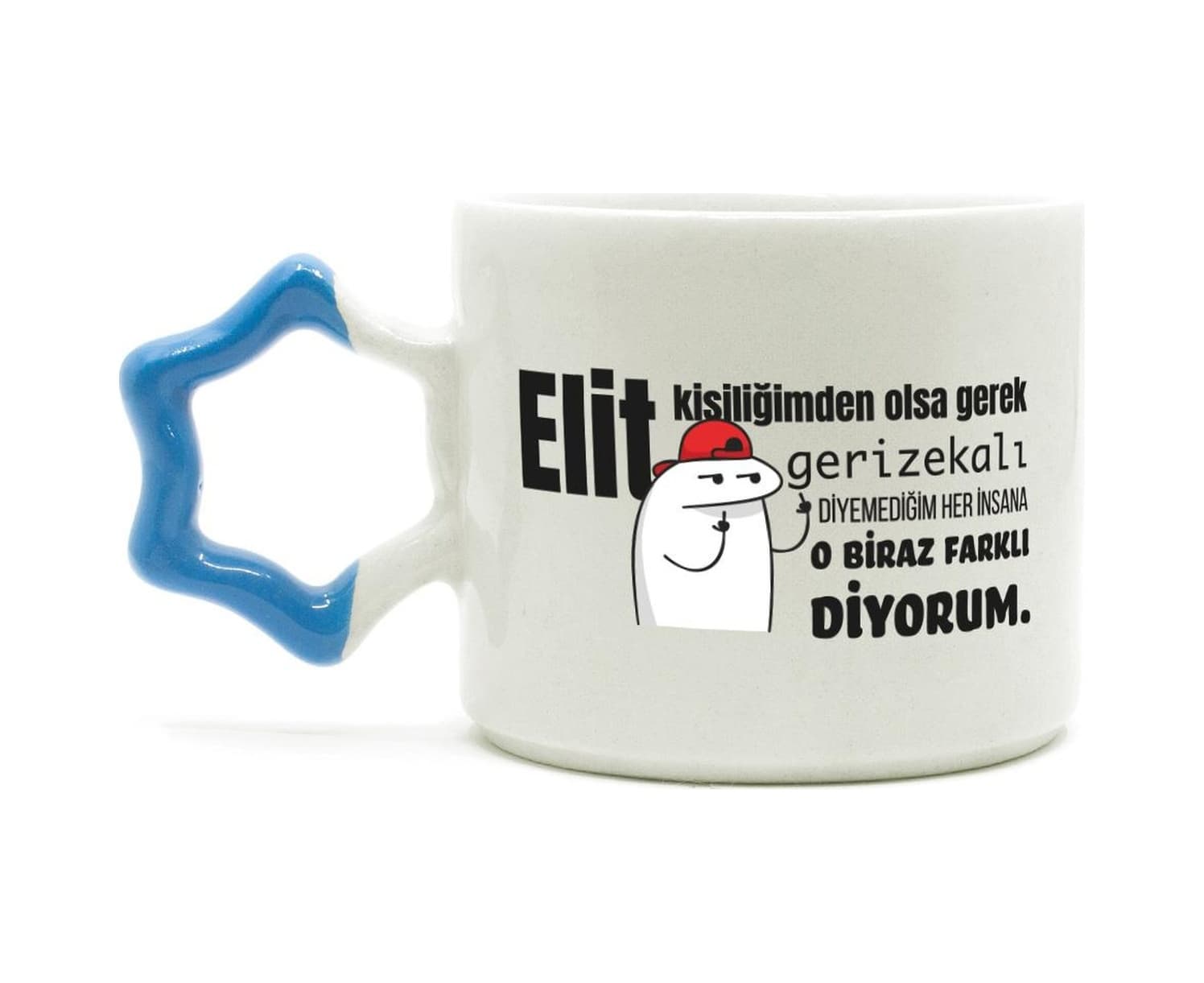 Elit Kişiliğimden Olsa Gerek Baskılı Mavi Kulplu Yıldız Kupa