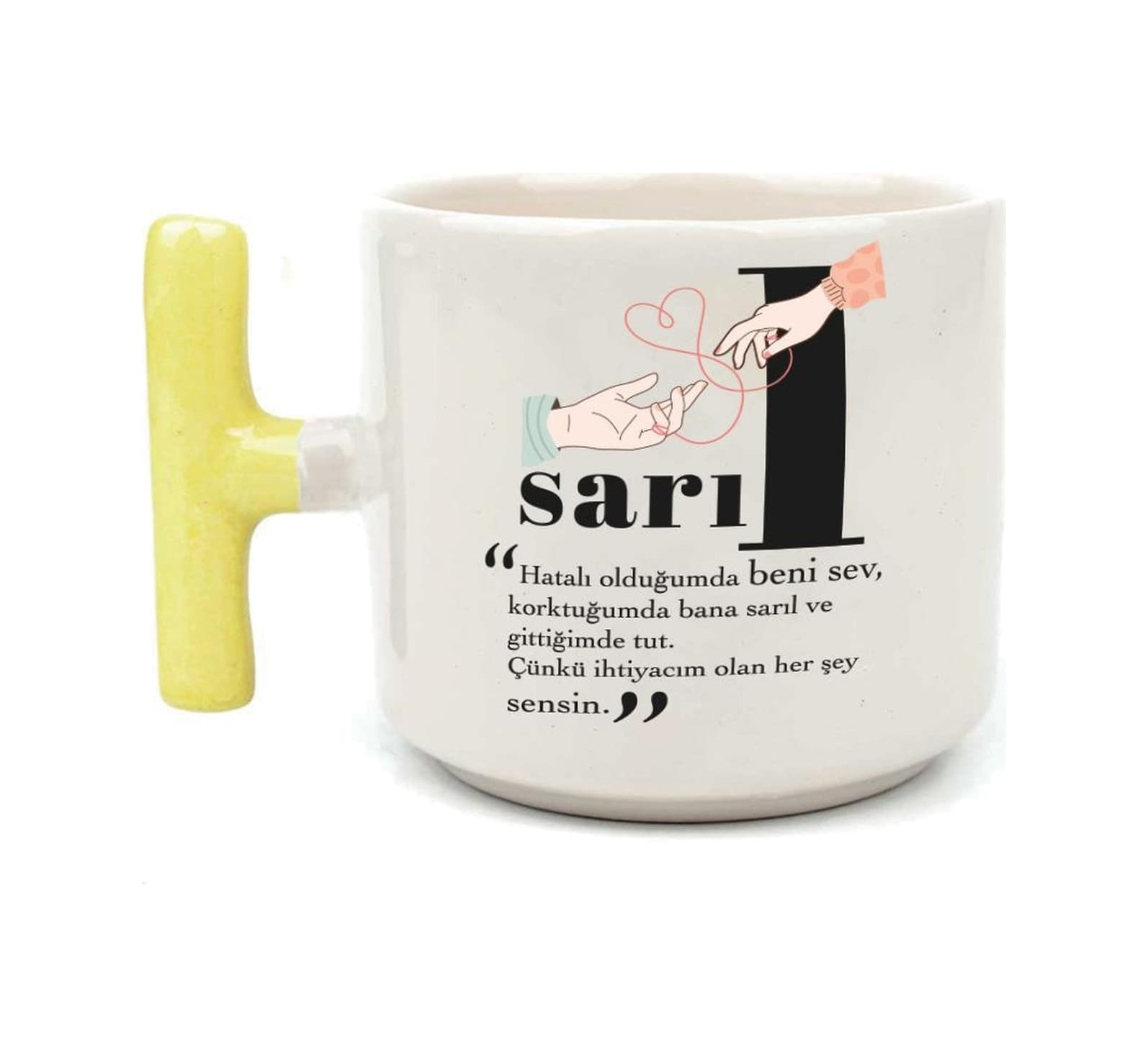 Sarıl Baskılı Sarı Kulplu T Kupa