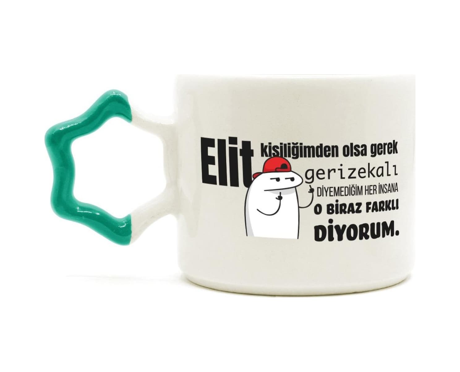 Elit Kişiliğimden Olsa Gerek Baskılı Yeşil Kulplu Yıldız Kupa