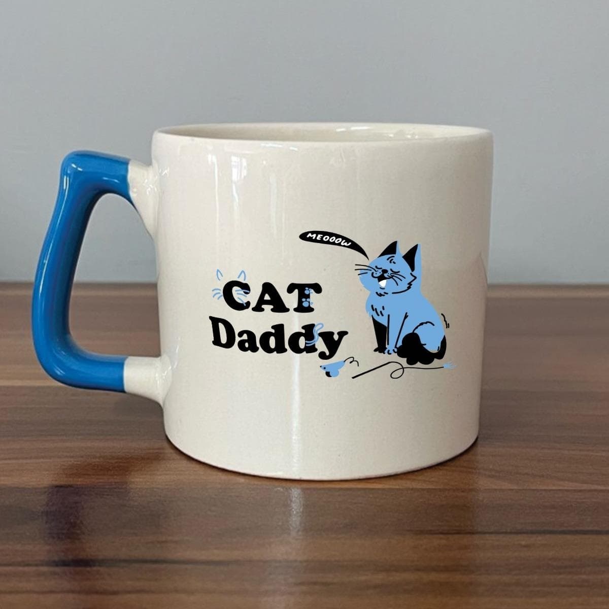 Cat Daddy Baskılı Mavi Kulplu Prime Kupa