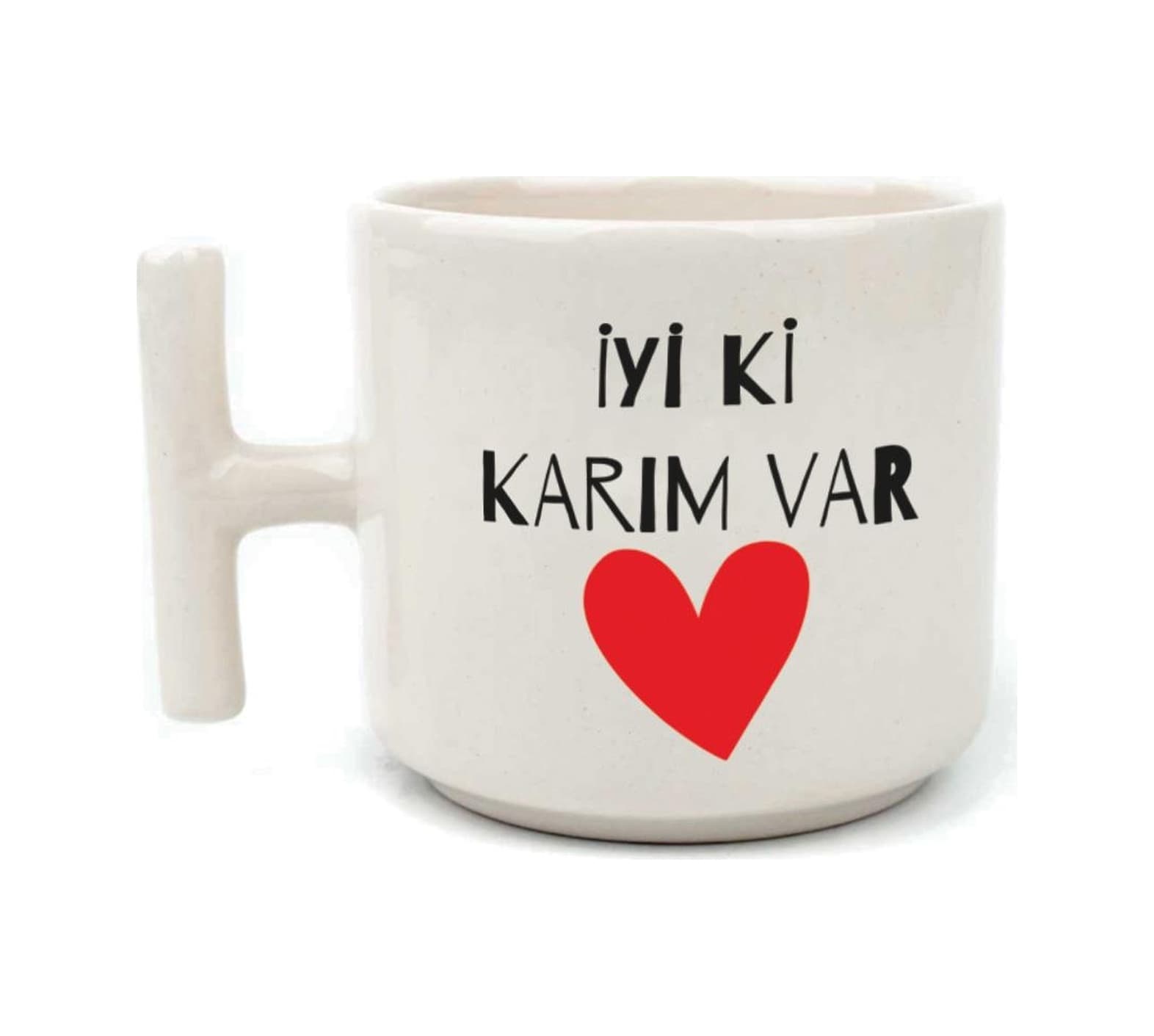 İyi Ki Karım Var Baskılı Beyaz Kulplu T Sevgililer Günü Kupası