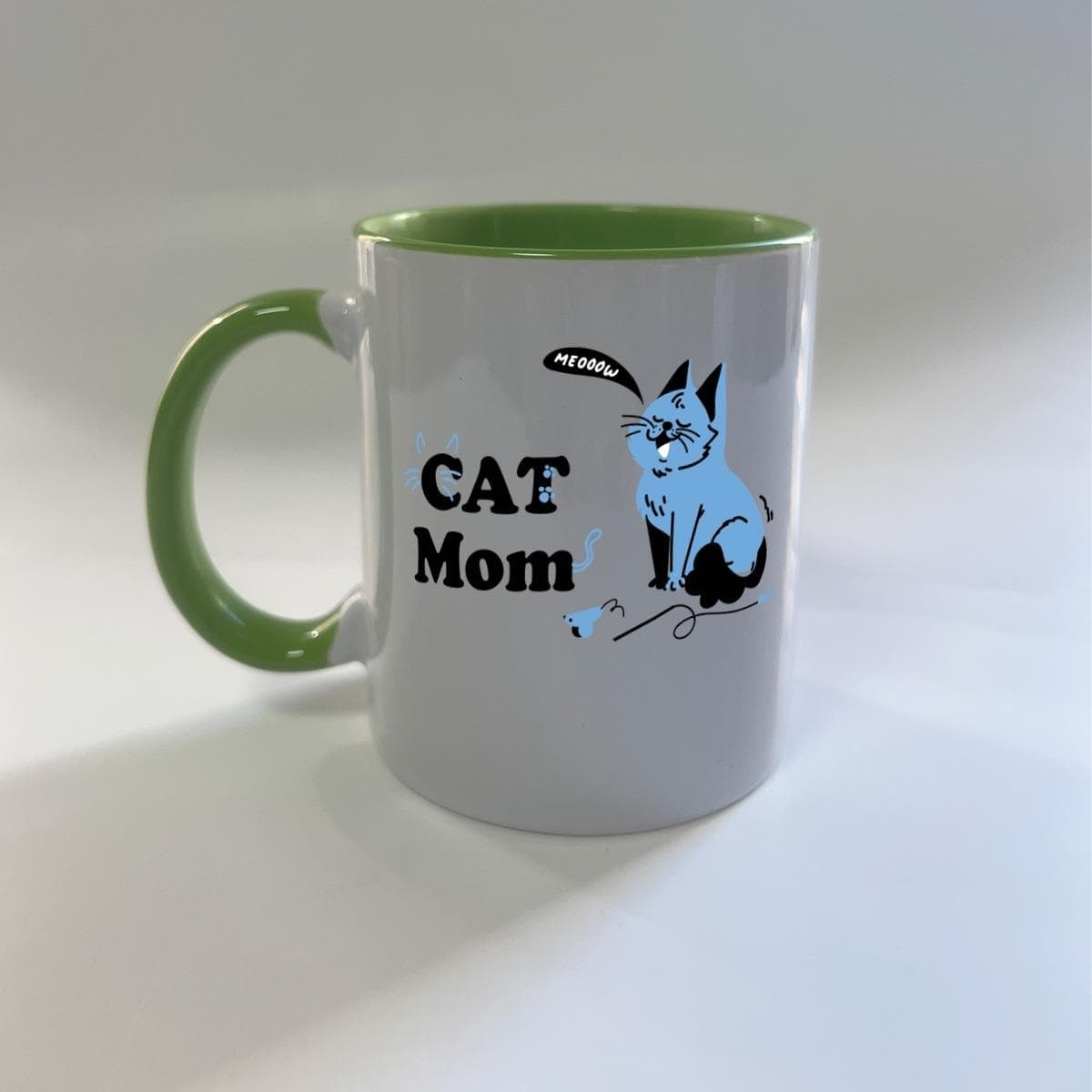 Cat Mom Baskılı Yeşil Mega Kupa