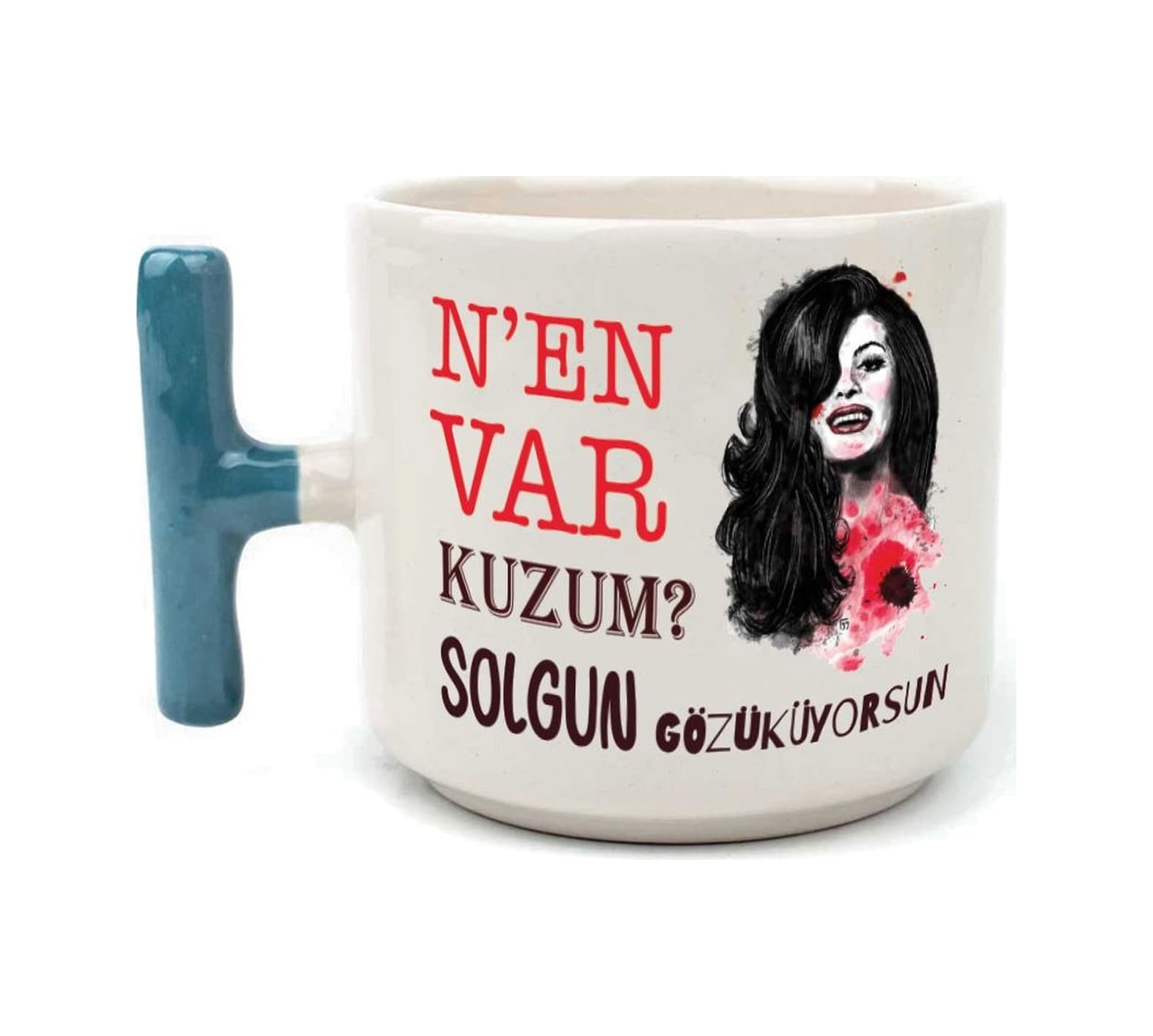 Nen Var Kuzum Baskılı Yeşil Kulplu T Kupa