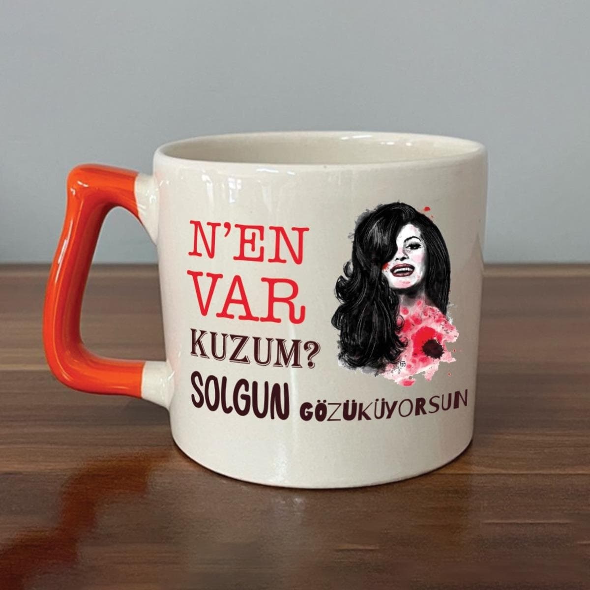 Nen Var Kuzum Baskılı Turuncu Kulplu Prime Kupa