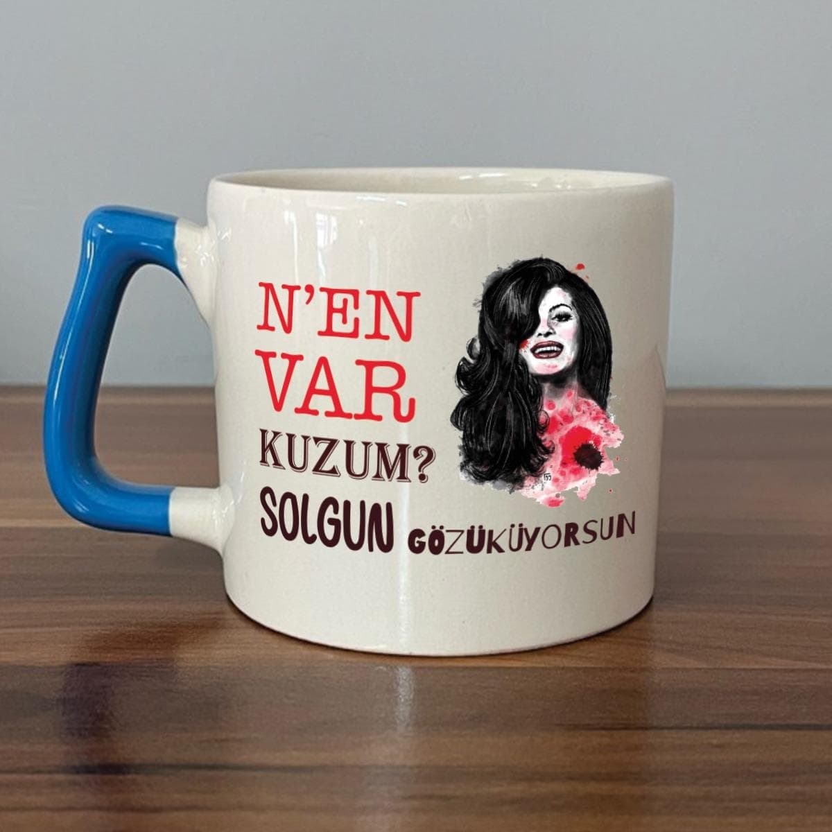 Nen Var Kuzum Baskılı Mavi Kulplu Prime Kupa